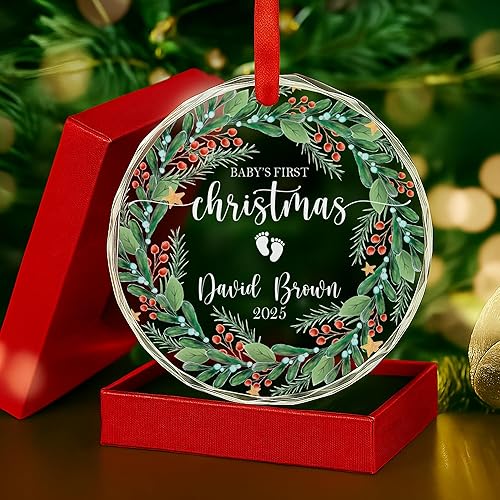 Miniatura 1 de Adorno personalizado de cristal para bebé, adorno personalizado para la primera Navidad del bebé, recuerdo de la primera Navidad, adornos para bebé,