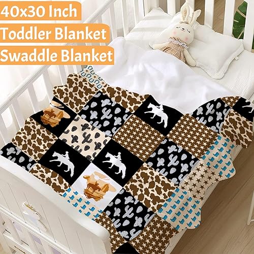 Miniatura 2 de Manta de bebé retro de caballo salvaje, regalos para niños y niñas, decoración occidental de animales de felpa, suave y ligera, manta de franela del