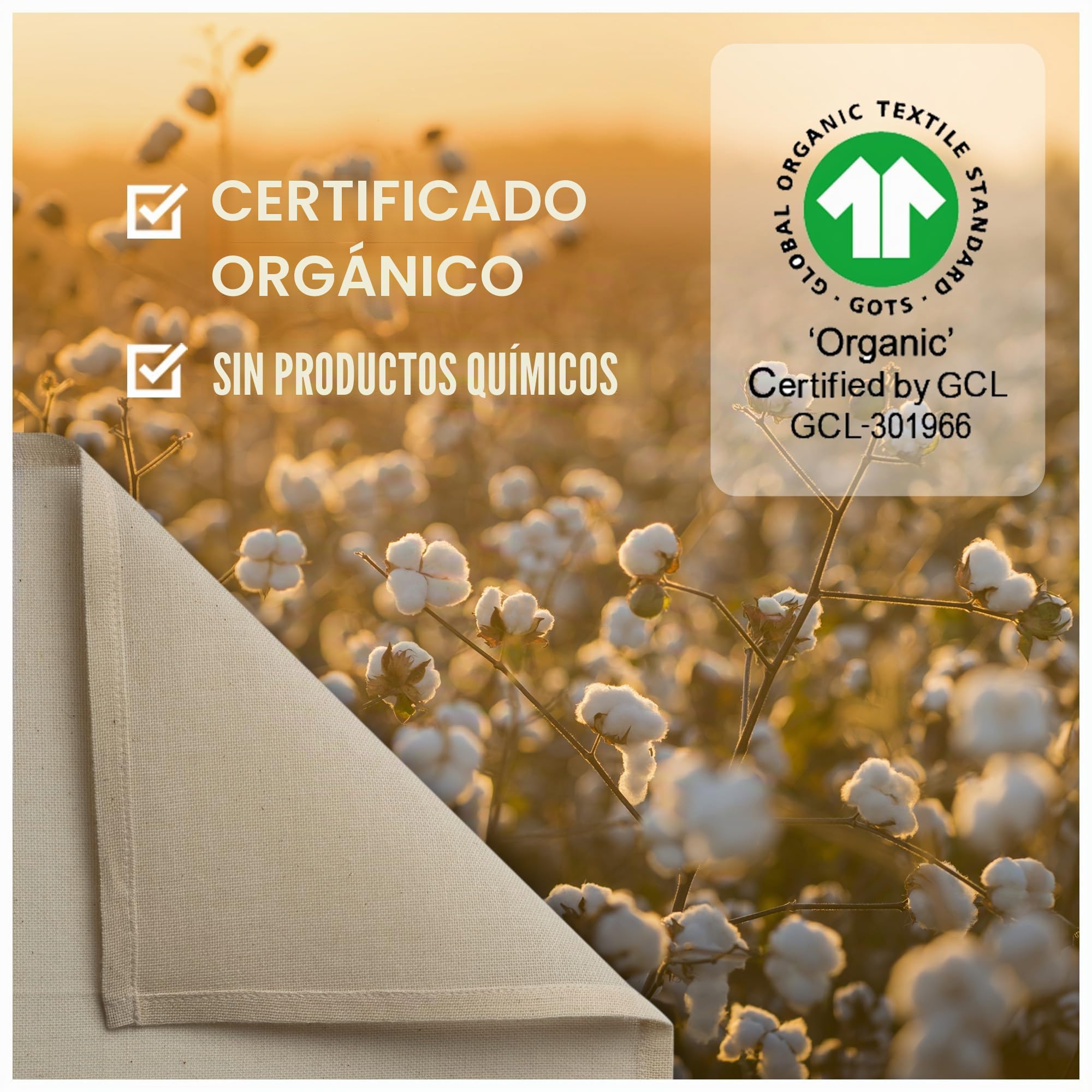 Estopilla de algodón orgánico sin blanquear para colar - 2 cuadrados reutilizables con dobladillo, certificado GOTS, colador fino reutilizable – Grande 58 cm x 58 cm