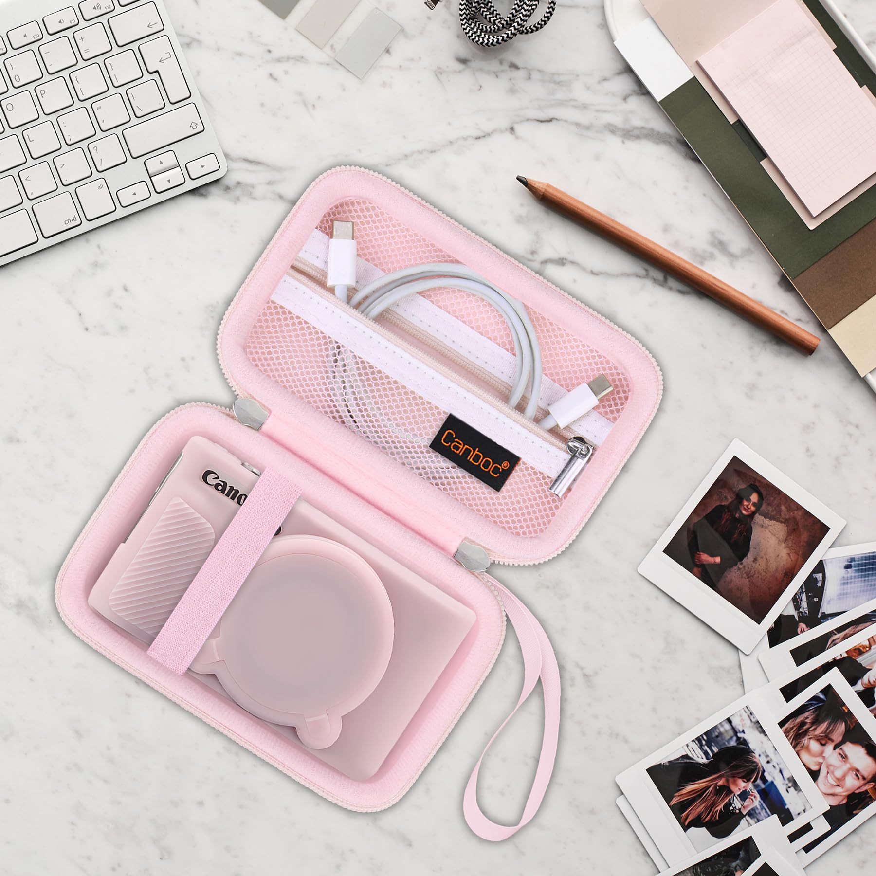 Canboc Etui pour Appareil Photo numérique Canon PowerShot SX740 SX730 HS, étui Dur + Couvercle Protecteur en Silicone Doux avec Couvercle d'objectif Amovible, Rose gelée