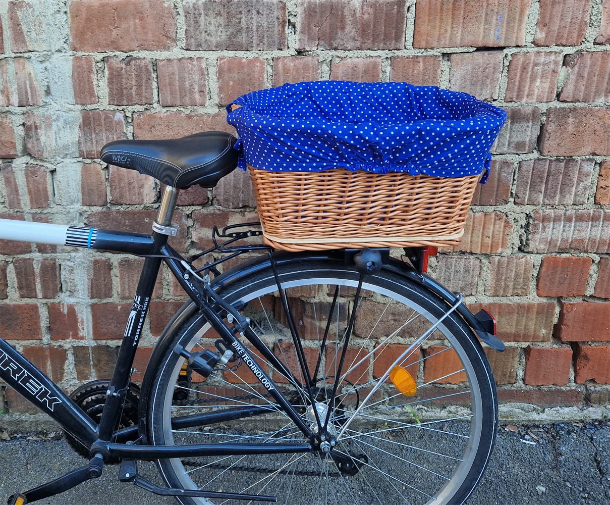 Tigana - Einkaufskorb Transportkorb Fahrradkorb Weide für Gepäckträger eckig 44x34 cm Natur + Stoffeinlage (44-N-B2)