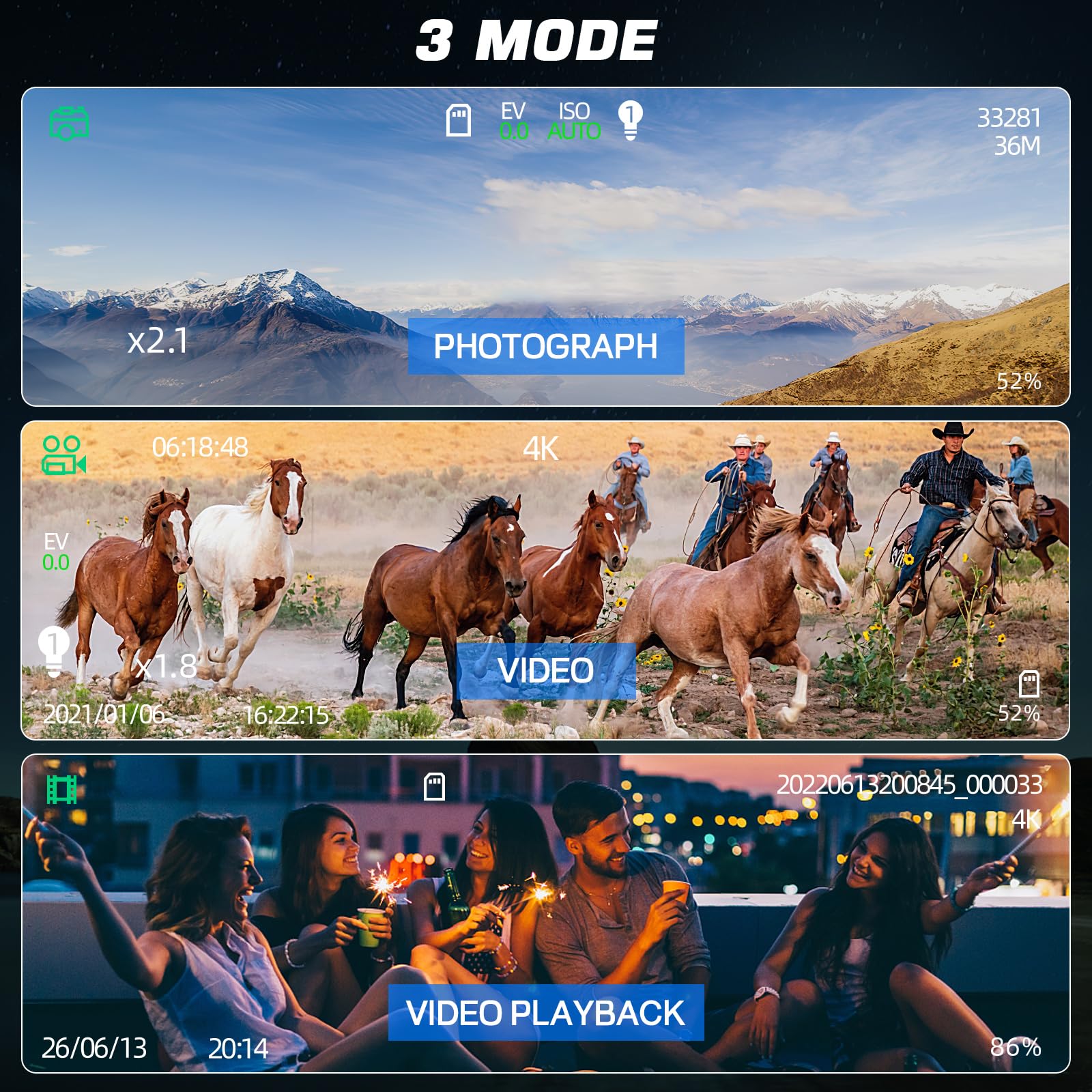 Jumelle Vision Nocturne,Profey 4K HD Portée de Lunette Vision Nocturne de 300m, 4000mAh Rechargeable Vision Nocturne, Zoom Numérique 5X, pour la Chasse, Le Camping,avec Carte 32G