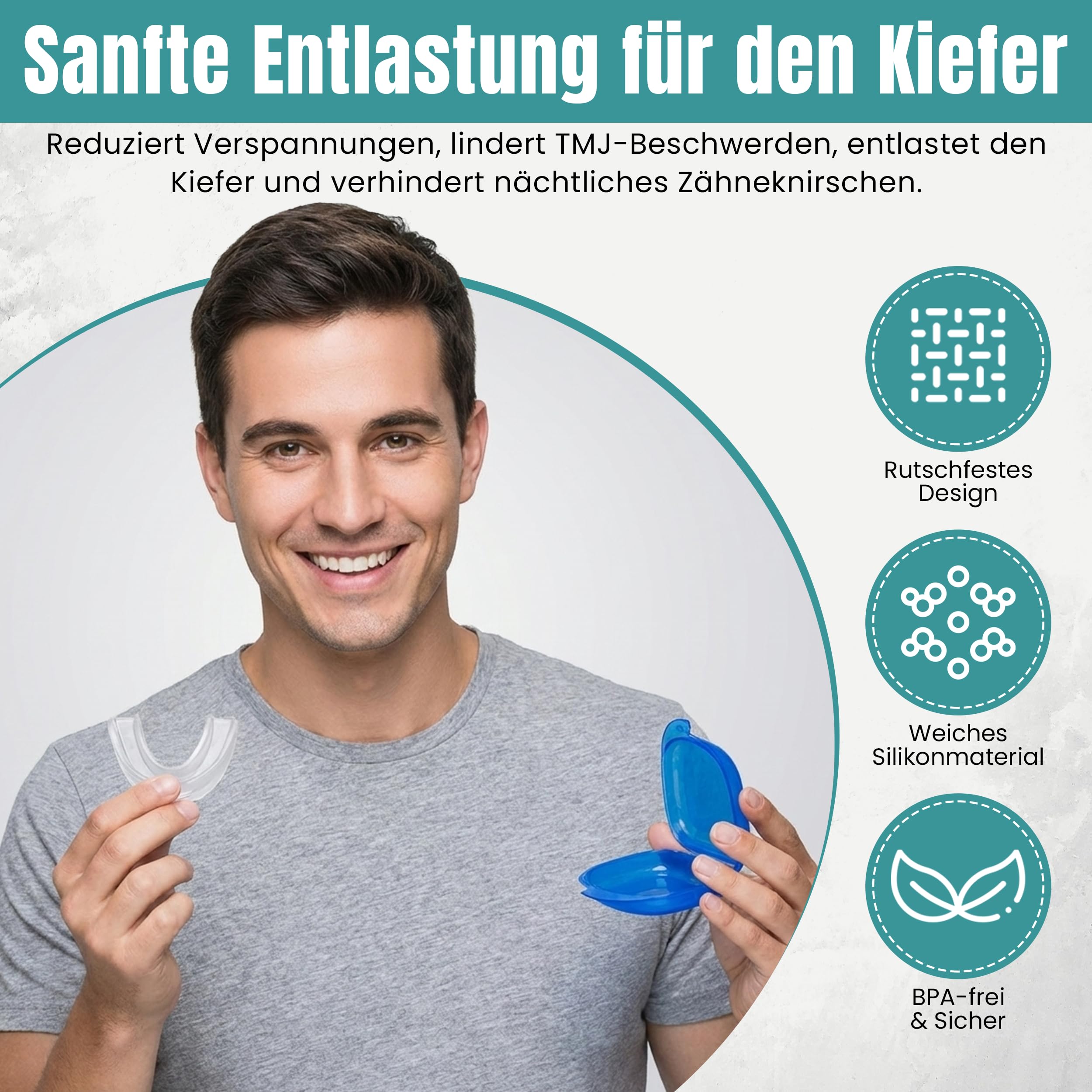 2-in-1 Anti Schnarch Schiene Gerät – Schnarchstopper Knirscherschiene für Nacht | Schnarchschiene Zahnschutz | Schnarchen Stopper Zahnschiene Knirschen | Aufbissschiene für Nacht Gegen Schnarchen