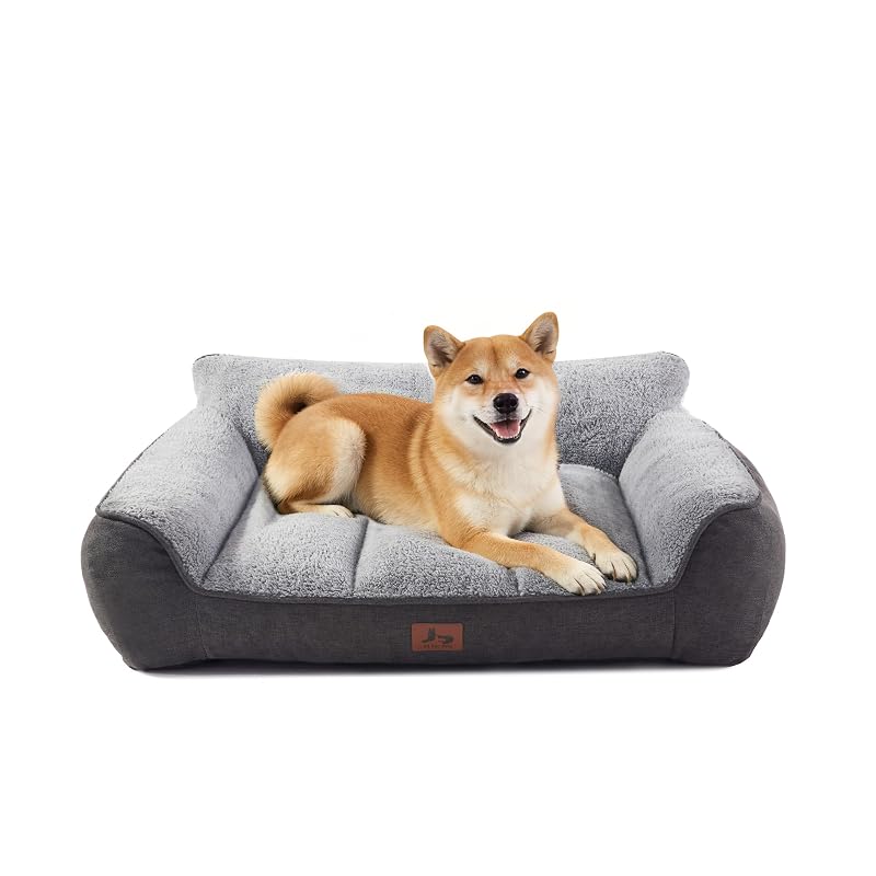 Cama sofá para cães grandes com espuma e apoio lateral Warmrest 96,52 x 71,12 x 21,59 cm
