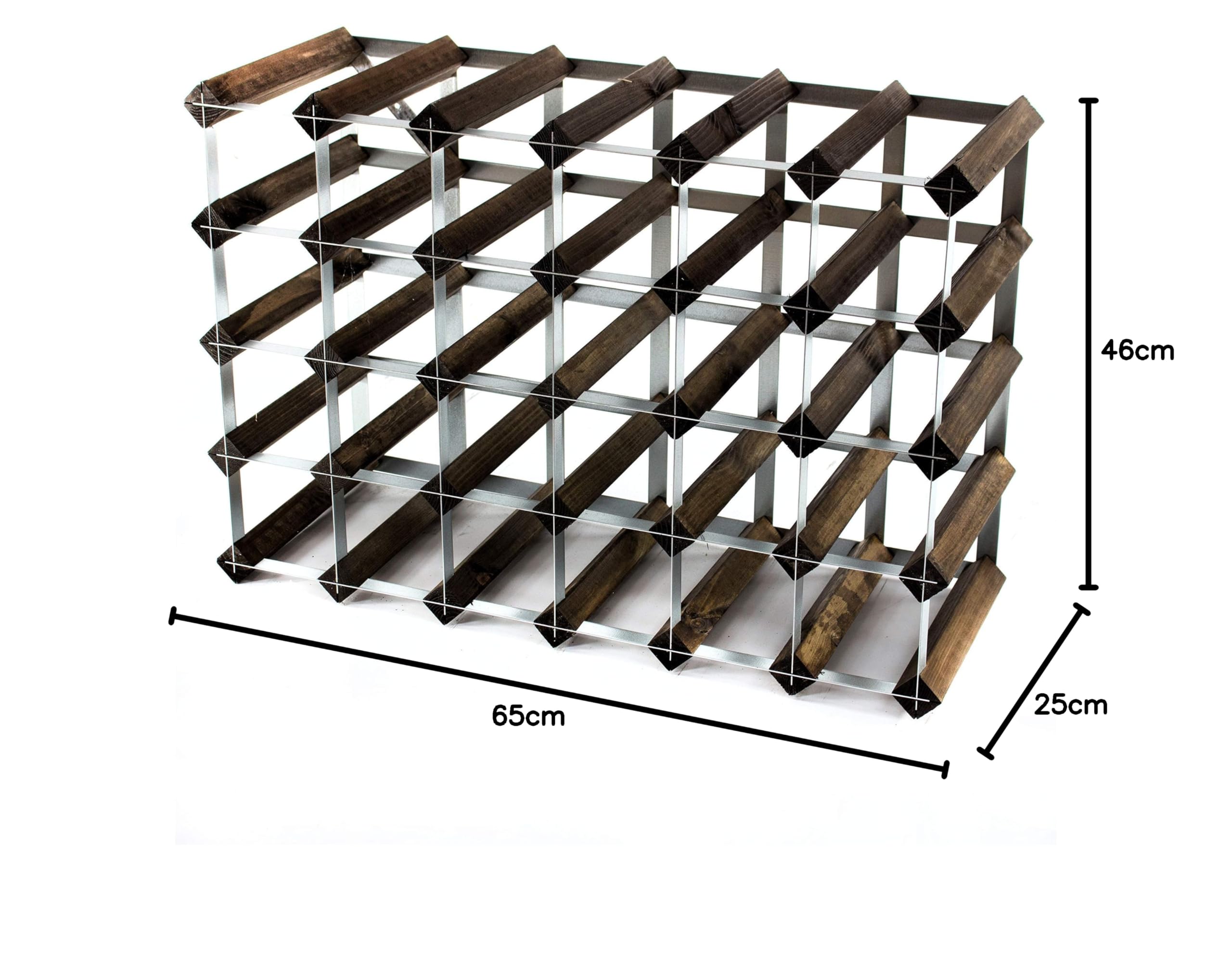 Cranville wine racks Madera Classic 30 Botella (6x4) Roble Oscuro Manchado y galvanizado Estante del Vino del Metal ya montados
