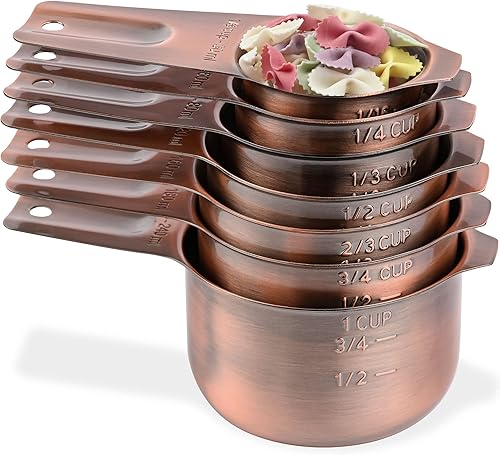 Miniatura 27 de Smithcraft Juego de tazas y cucharas medidoras, juego de tazas medidoras de acero inoxidable, 7 tazas medidoras secas, 9 cucharas de medición