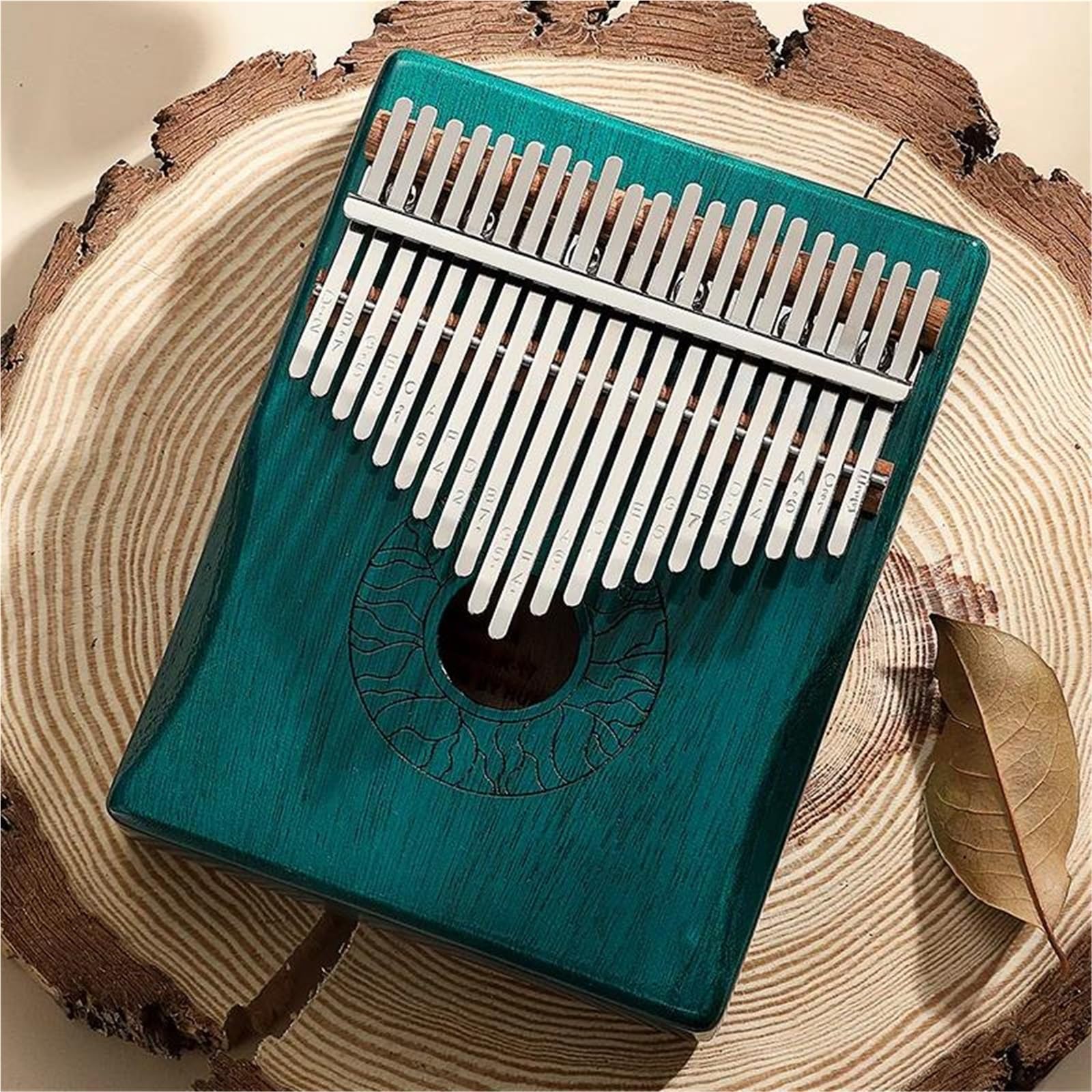 Kalimba Fortepian 21 Klawiszy Kciuk Fortepian Mahoń Calimba Drewniana Klawiatura Instrument Muzyczny(Blue)