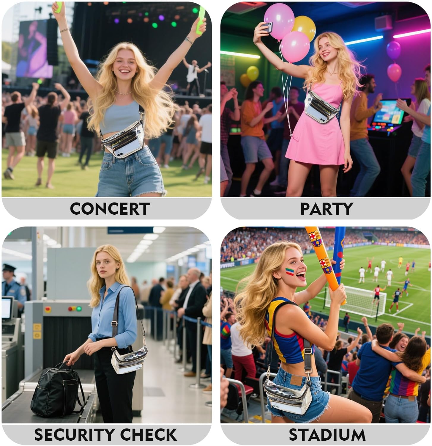 Clear Bag for Stadium Events Transparent Belt Fanny Pack Waist Clear Crossbody Stadium Bag Purse for Concerts Sports Events for Women Men - Image 7