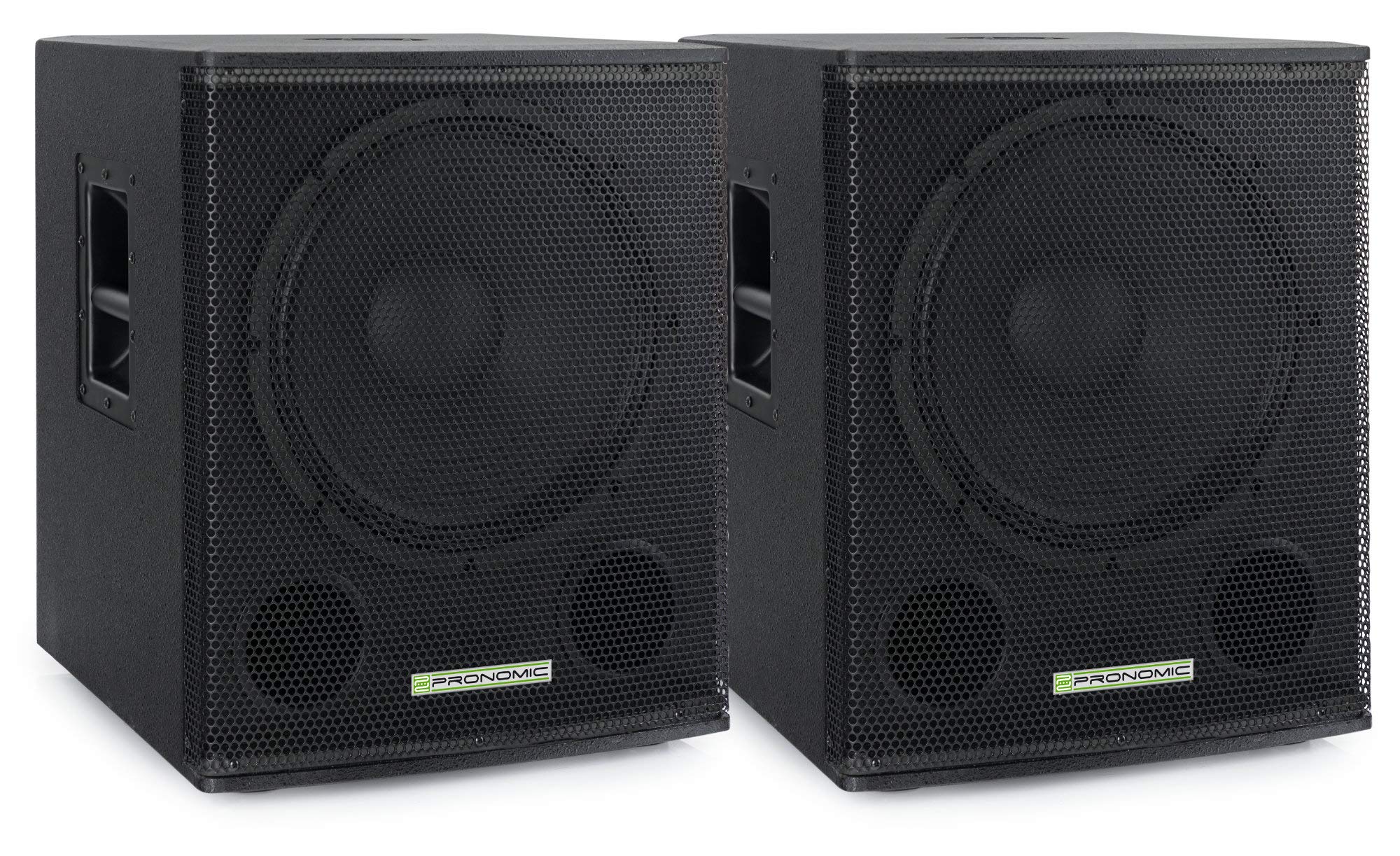 Pronomic SA-15 SUB Aktiv Subwoofer 2X Set - 15" Speaker mit Bassreflex-Öffnungen - 600 Watt RMS-Leistung - max. SPL: 124 dB - 35mm-Flansch - schwarz