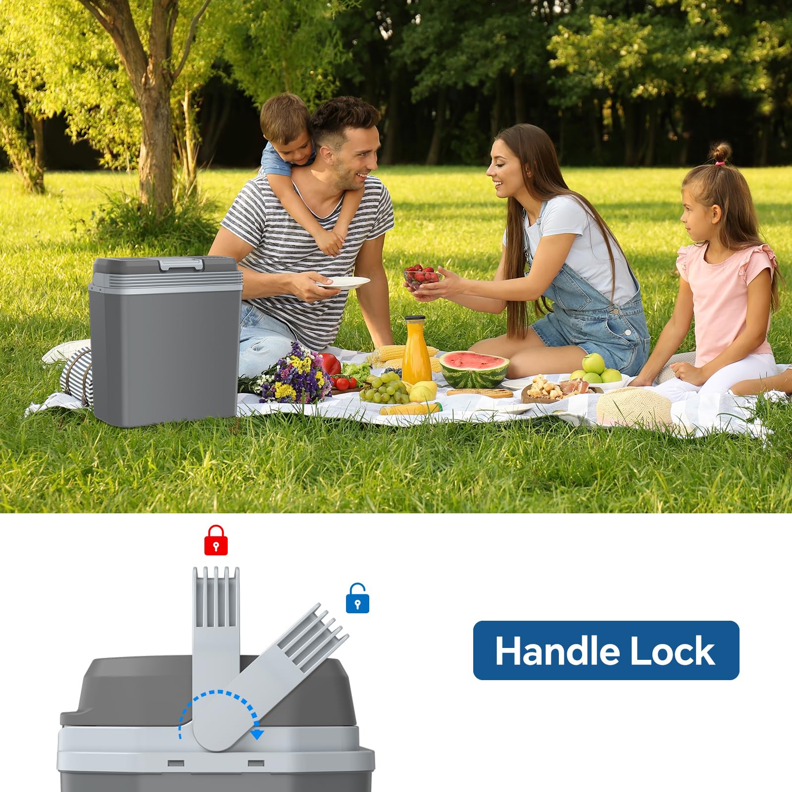 TOOHUB 24 L Kühlbox für Auto 12V 230V Elektrische Auto Kühlbox mit ECO & MAX Modus Kühl- und Warmhaltefunktion für Camping Festivals und Reisen Sehr Leise