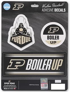 Purdue University Team Spirit Adhesive Vinyl Decals - Fun Set of Purdue Stickers for Car, Window or Laptop