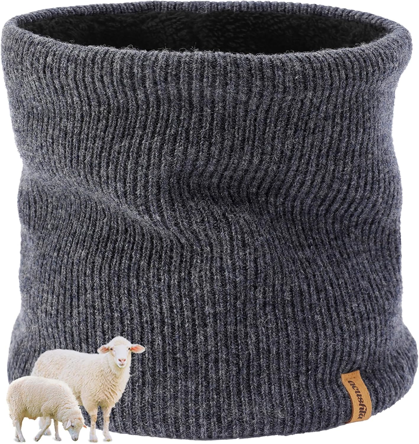 ACUSHLA Merino Wool Neck Gaiter for Men & Women - Fleece Lined Heavyweight Warm Knitted Scarf Neck Warmer Ski Face Mask