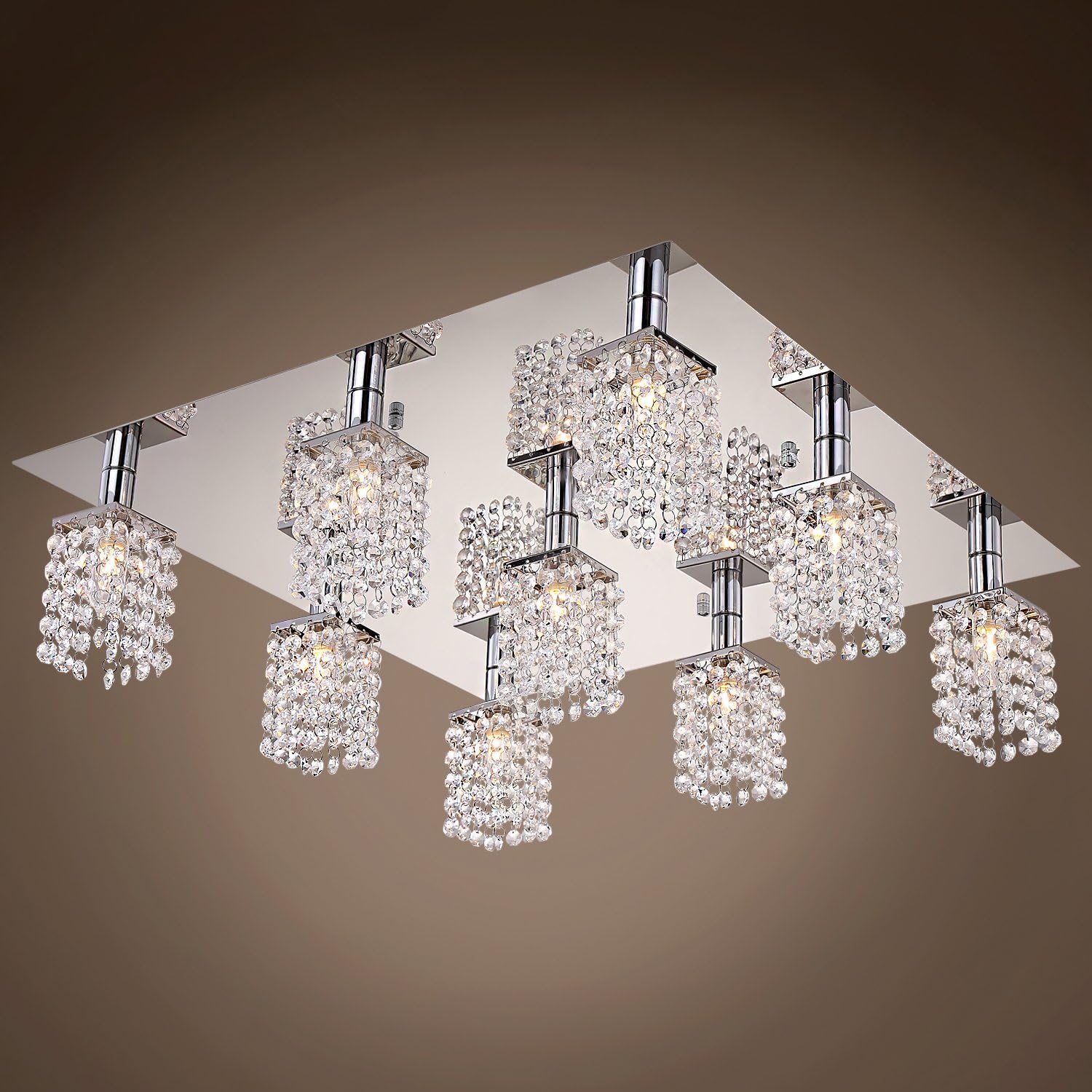 Limited Edition Chrome 9 Light LED Flush Mount with Clear Asfour