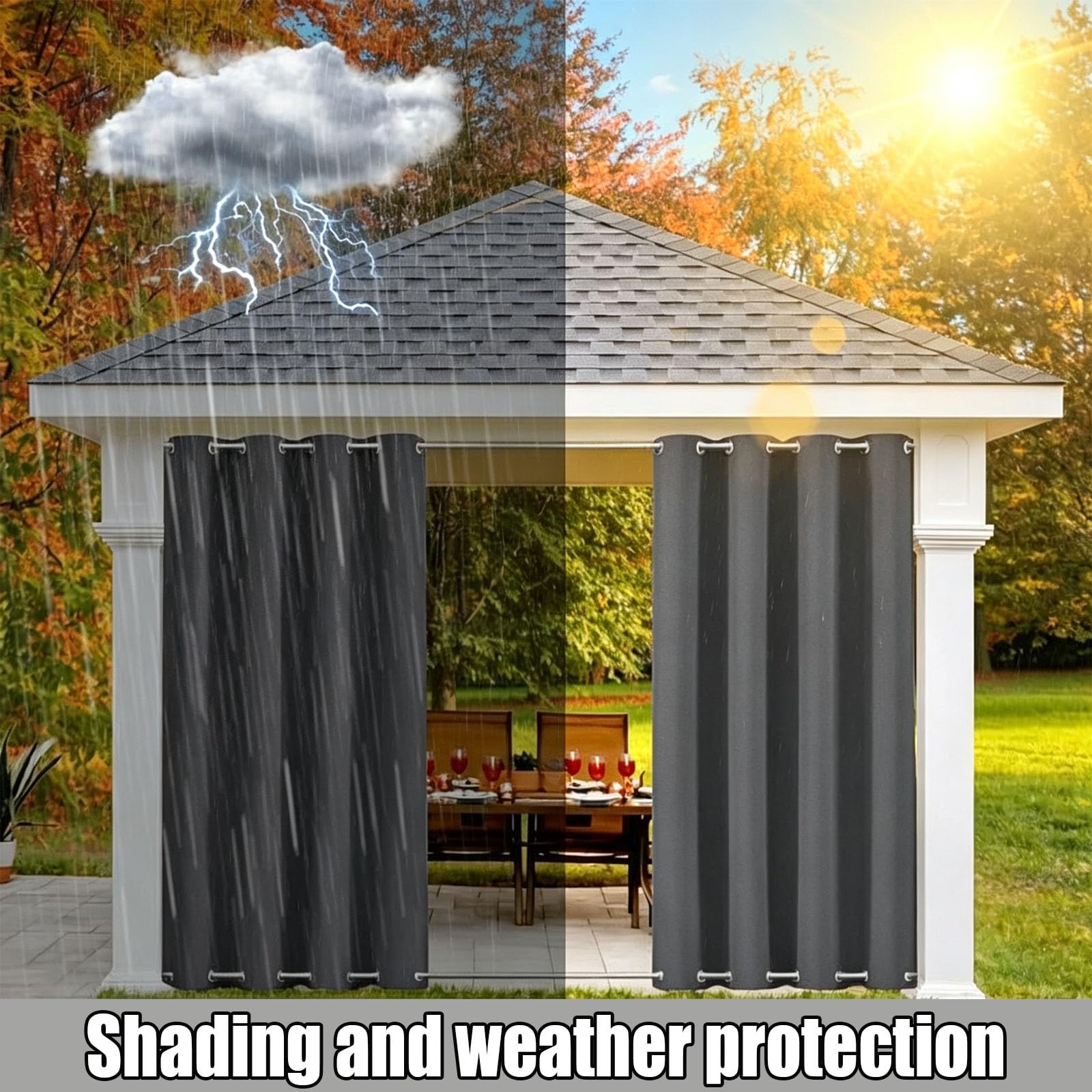 Tenda da Esterno 160 x 210 cm Oscurante Termico, Impermeabile, Protezione Dai Raggi Uv, con Occhielli Tende da Sole per Balconi per Giardino, Balcone, Grigio Scuro