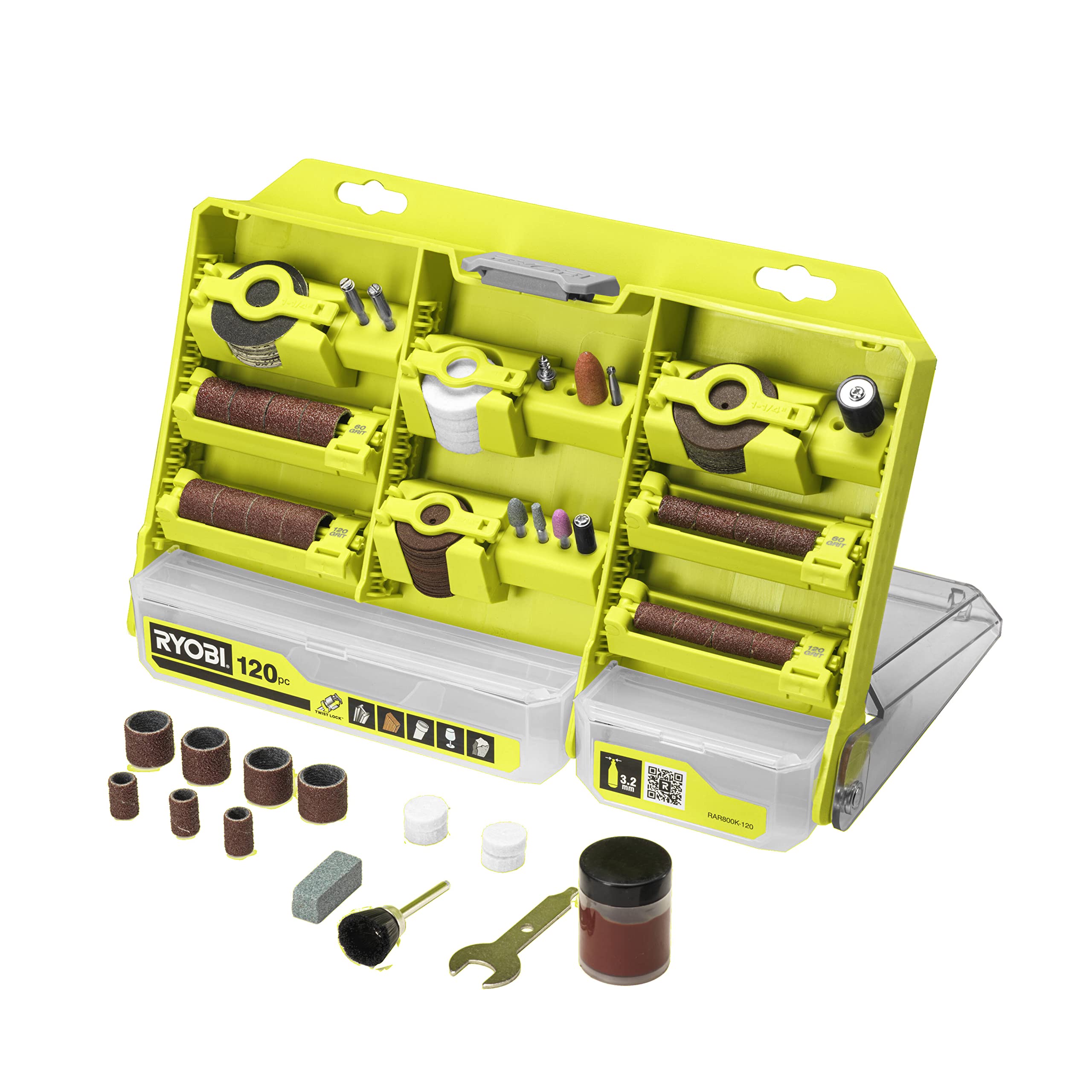 Coffret RYOBI RAR800K-120 pour réussir vos projets de ponçage et gravure créative