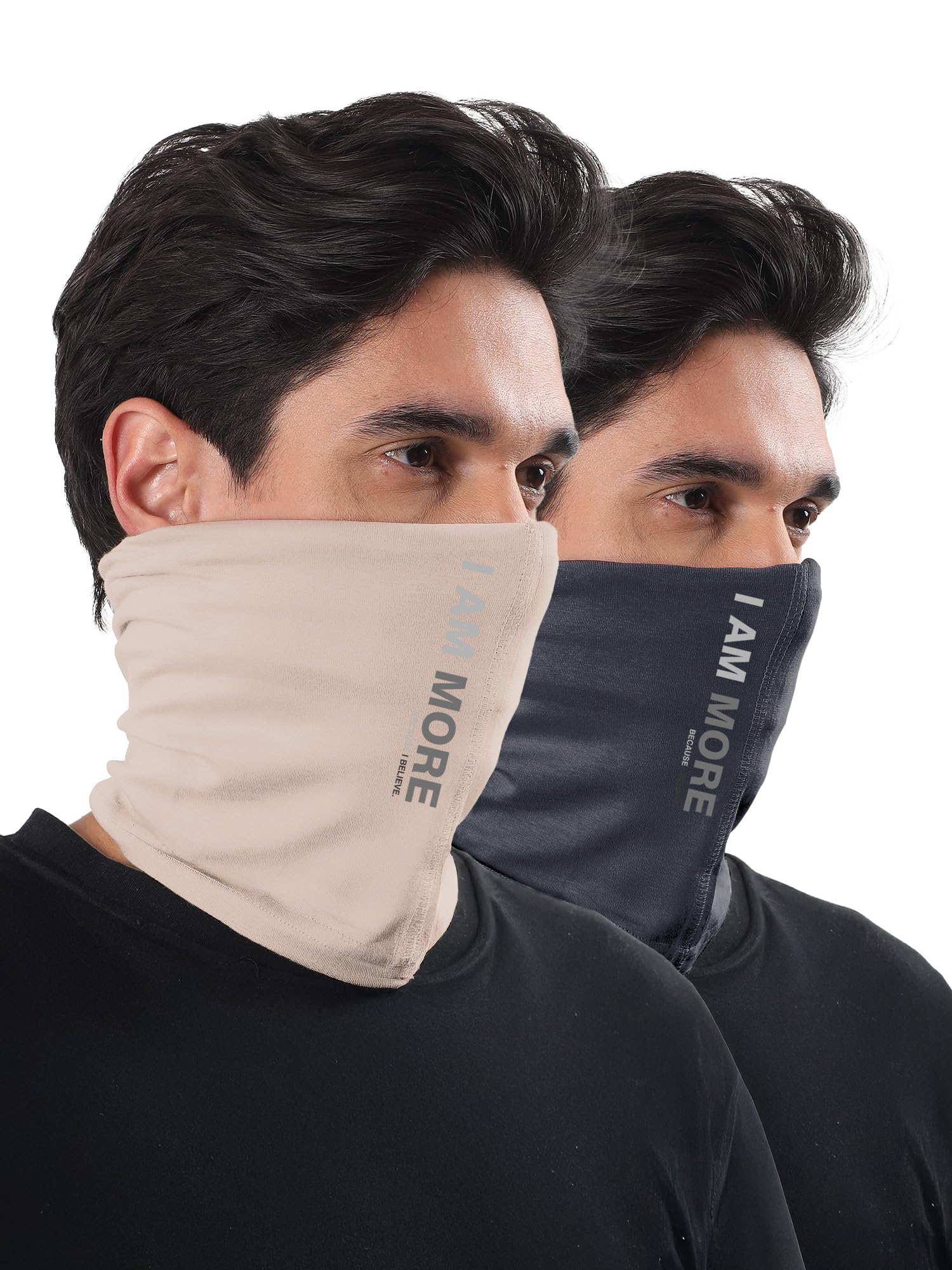 Freecultr Unisex Bamboo Bandana, Anti Microbial Super Soft & Comfort Fit, Breathable Multipurpose Headband, Face Mask for Dust Protection and Sun - Printed Pack of 2-Beach Sand,Charcoal