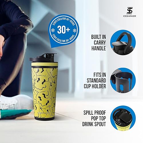 Miniatura 10 de Ice Shaker Botella agitadora aislada de acero inoxidable  26 onzas, piña, fría durante más de 30 horas, taza aislada con agitador giratorio  Botella