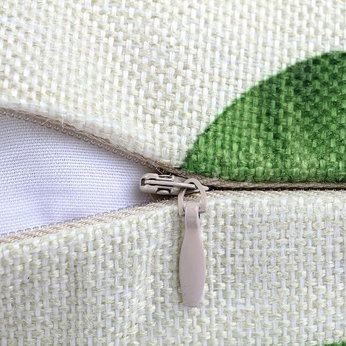 Miniatura 4 de Bonhause Juego de 4 fundas de almohada decorativas de 18.0 x 18.0in, diseño de hojas de palmera, color verde, poliéster, lino, para sofá, sofá,