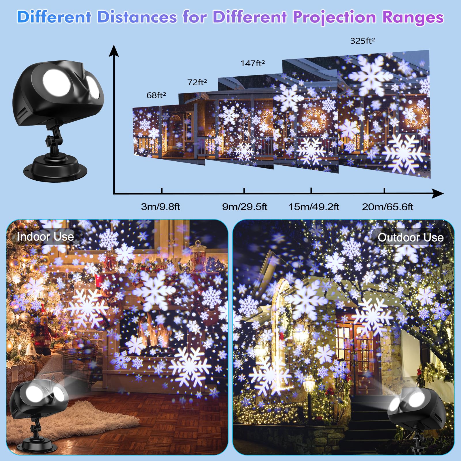 Proyector Luces Navidad, LED Proyector Copos de Nieve Lámpara de Proyección Navidad con Control Remoto, Impermeable IP65 Exterior y Interior, Decoración para Fiesta, Festivos, Navidad, Halloween