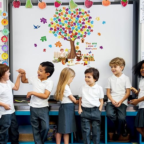 Miniatura 7 de BBTO Juego de 155 tableros de anuncios de árbol cristiano The Gods Plan to Decora la escuela dominical infantil, Biblia religiosa, aula de