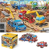 Vista 1 de Jumbo Floor Puzzle for Kids,Construction Site Jigsaw Large Puzzles,48 Piece Construction Vehicle Puzzle for Toddler Ages 3-5,Children Learning