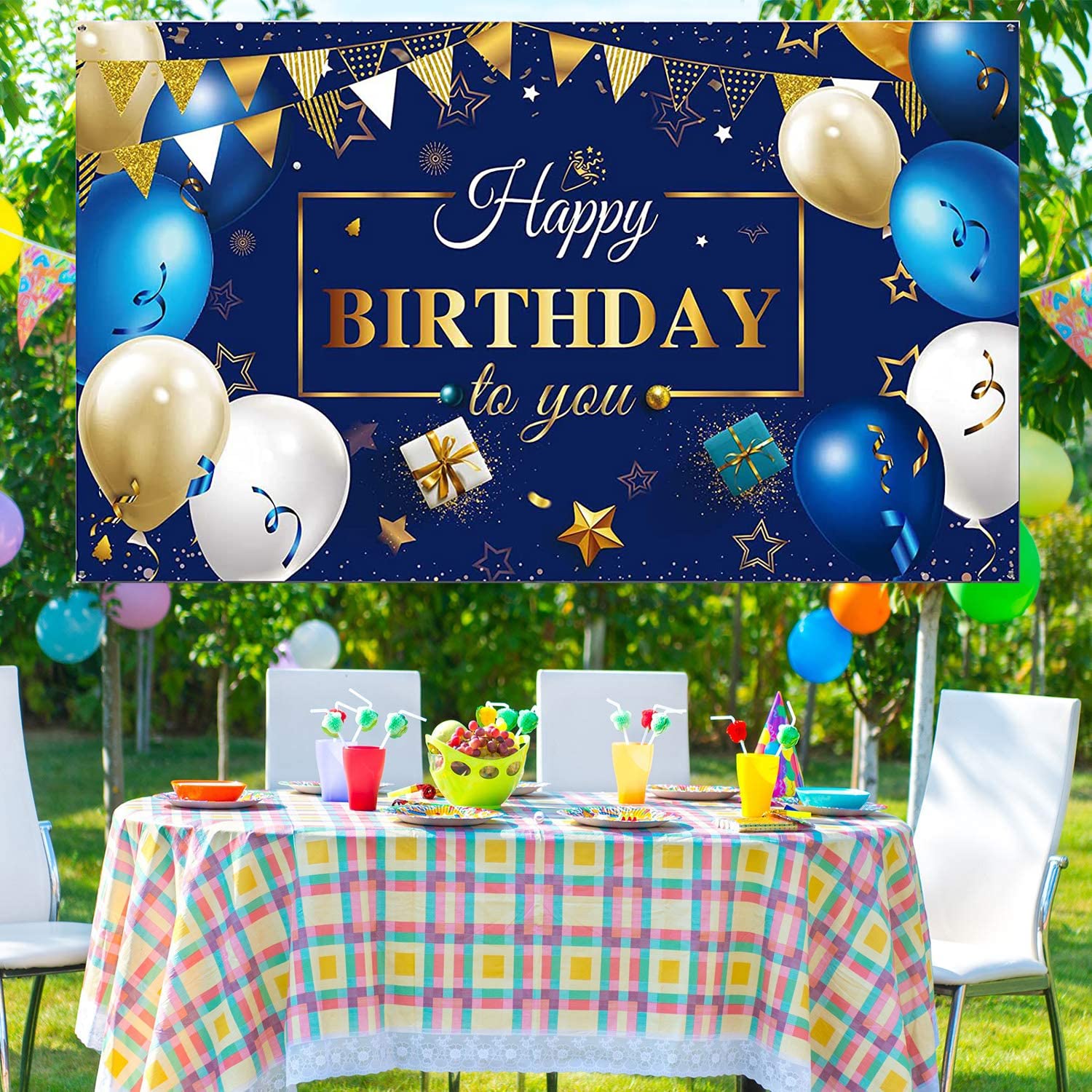 Guirlande Happy Birthday Bleue Inscription Or : Guirlandes Anniversaire Sur Sparklers Club