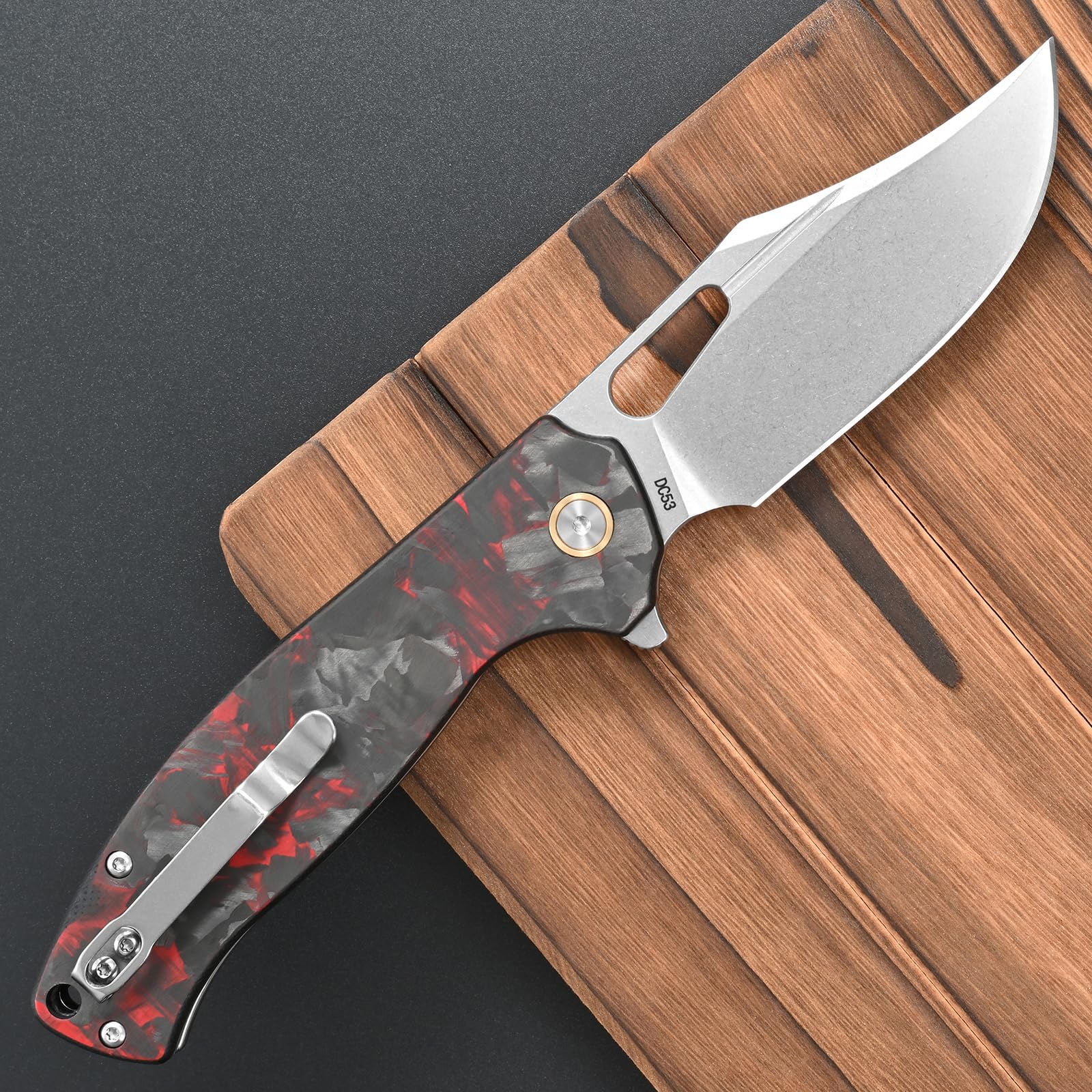 Amazon.com: CCFFCC FF25 Folding Knife, DC53 Steel Blade Carbon