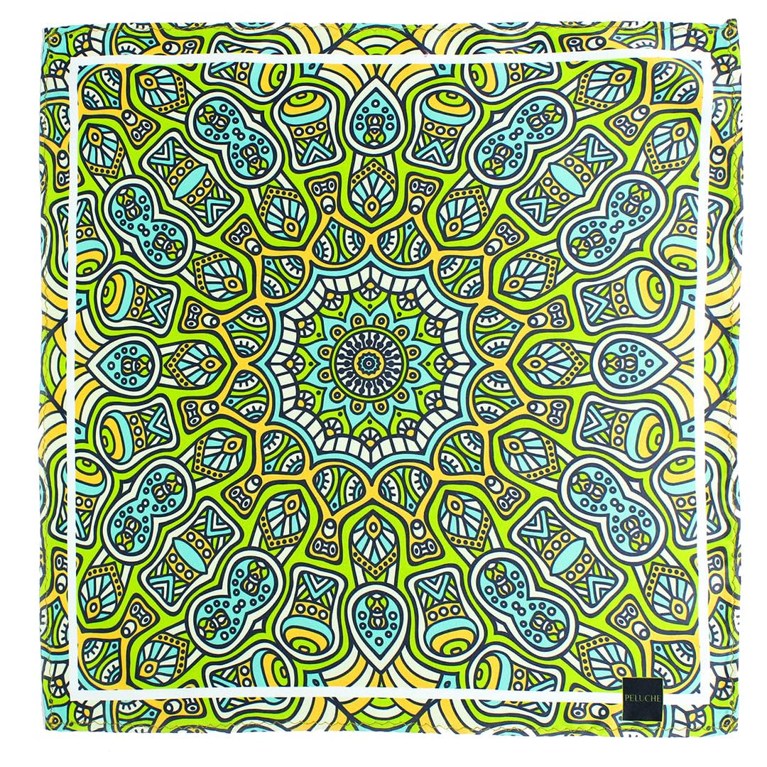 peluche Ethereal Mandalascape Line Multicolor Pocket Square for Men (14X14 inches)-picture-56