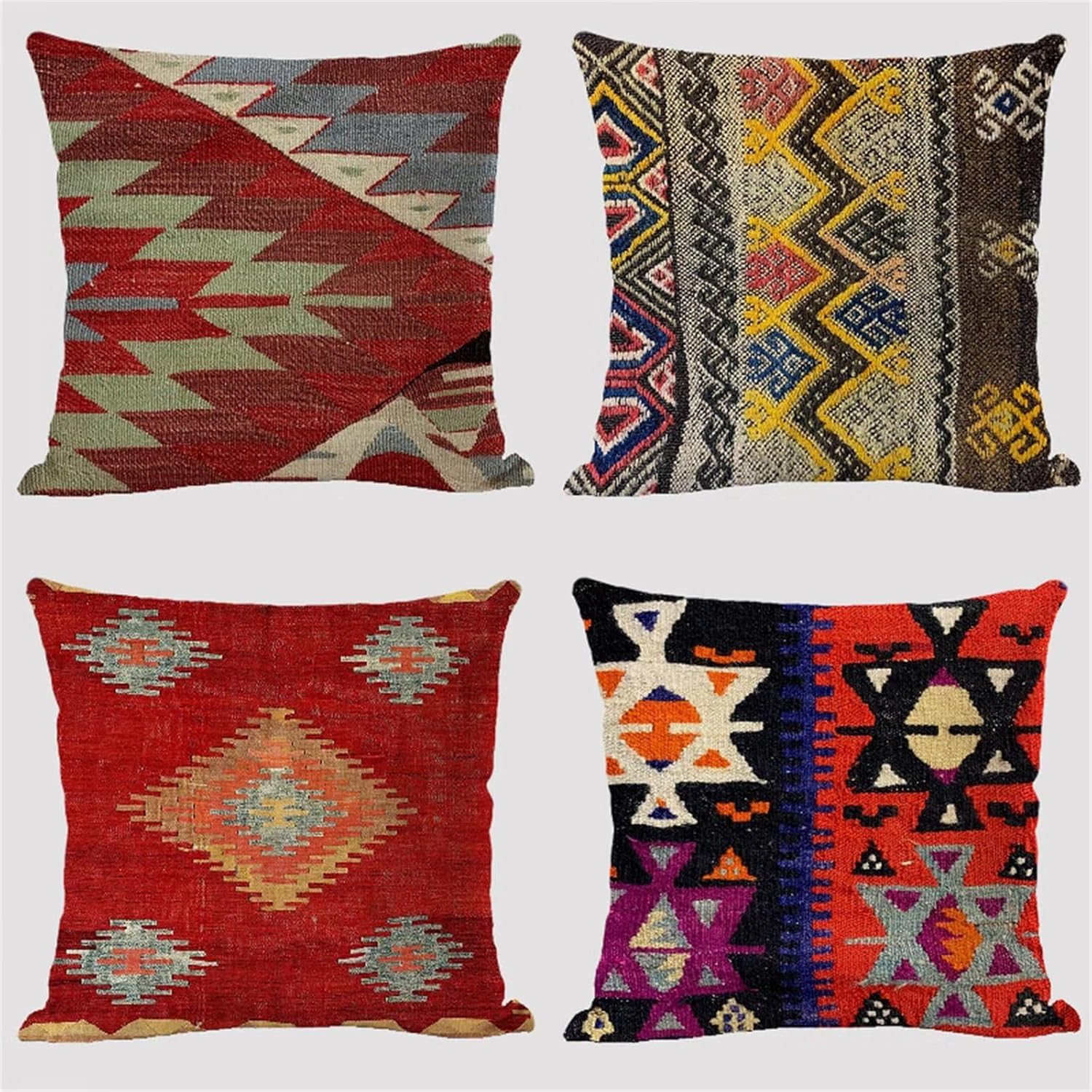 Set of 4 Decorative Throw Pillow Covers 28x28 in Neutral