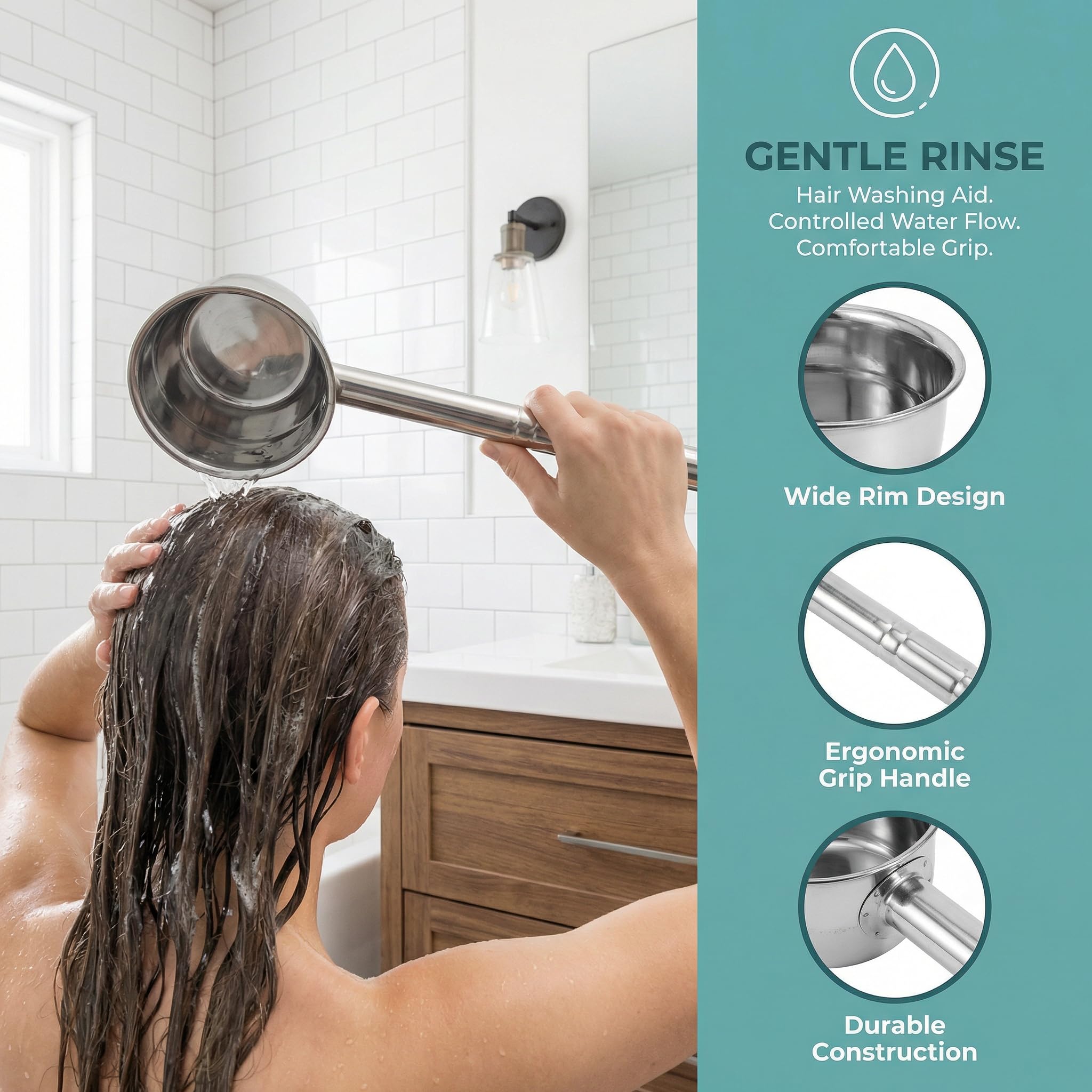 Toddmomy Louche à eau à long manche en acier inoxydable pour le jardin, la cuisine, la salle de bain