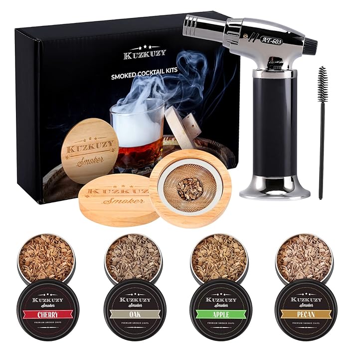 Buy KUZKUZY Cocktail Smoker Kit with Torch 4 Flavors Wood Chips