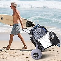 Vista 7 de Carrito de playa Carro de pesca plegable con ruedas de globo de 12 pulgadas para arena todo terreno