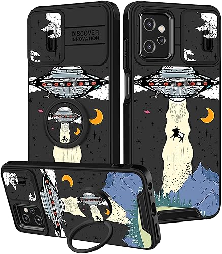 Miniatura 1 de Goocrux Funda 2 en 1 para Moto G Power 5G 2023, lindo OVNI para mujeres, niños geniales, cubierta de teléfono, diseño único con cubierta deslizante