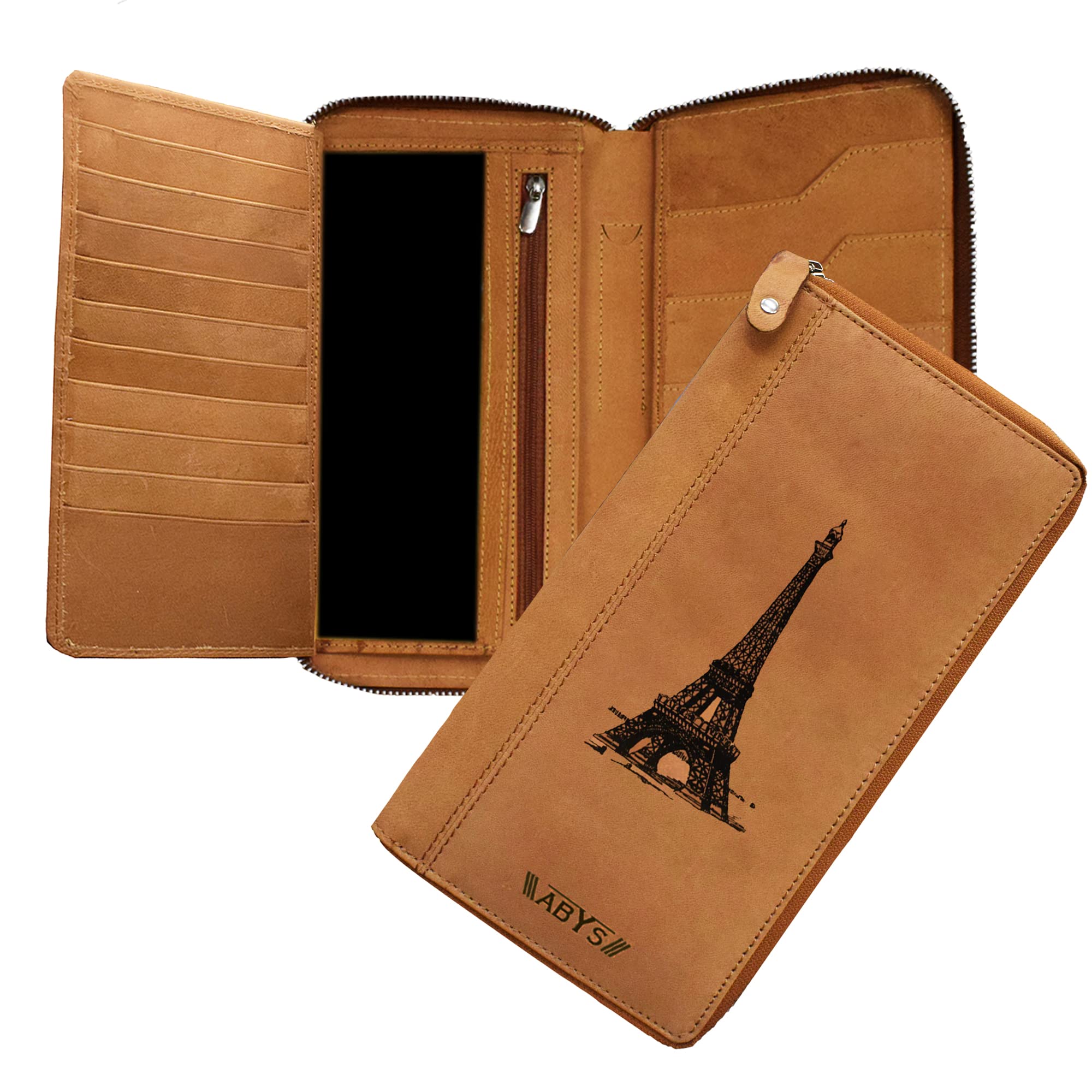abys Genuine Leather RFID Protected Tan Passport Holder||Travel Wallet|| Chequebook Holder for Men & Women-picture-28