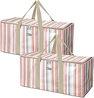 Vista 9 de BALEINE Bolsa de almacenamiento extragrande con cremalleras y asas de transporte, bolsas de mudanza de tela Oxford de alta resistencia