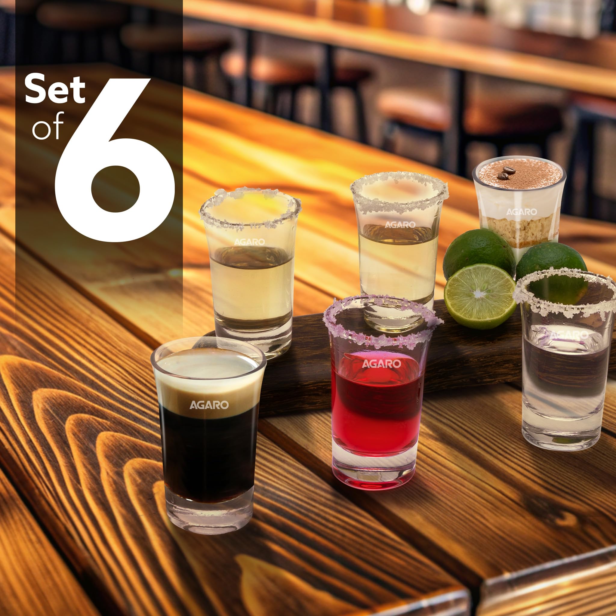 AGARO Elegant Shot Glass 45ml, Set of 6, Whisky Shot, Vodka Shot, Tequila Shot, Liquor Shot, Wine Tasting, Cocktail, Home, Bar 3