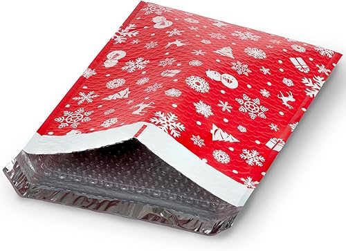 Fosmon Paquete de 10 sobres de burbujas de polietileno de Navidad #5 de 10.5 x 16 pulgadas (paquete de 10), sobres acolchados ligeros resistentes al