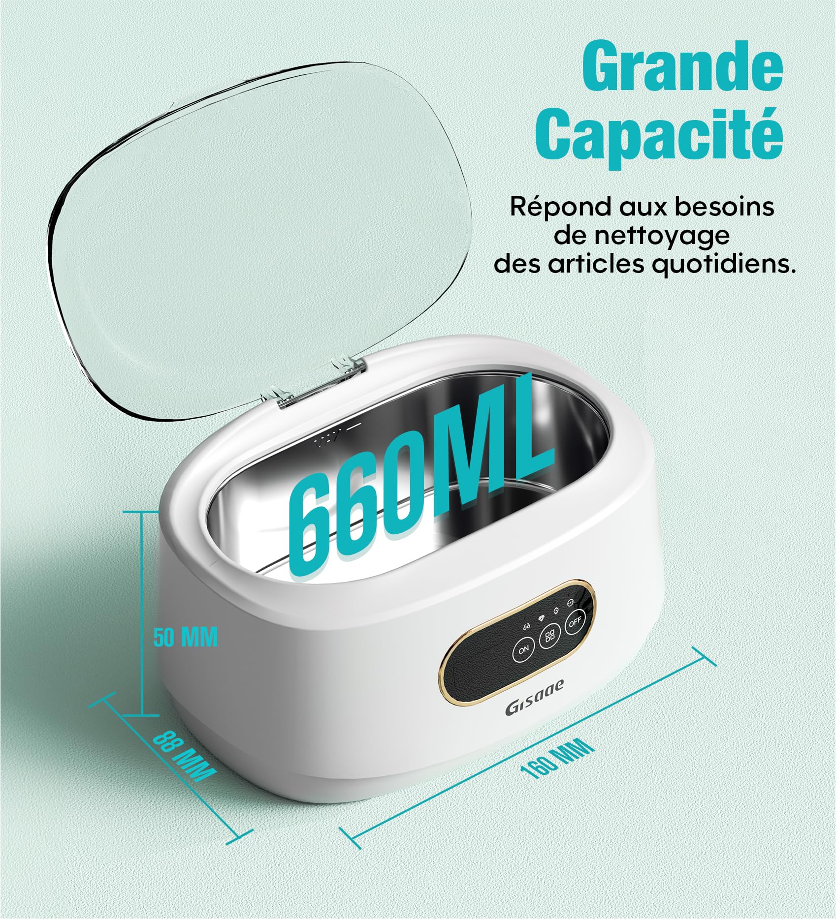 Nettoyeur Ultrasons 660ML 48000Hz 5 Réglages de Temps Professionnel pour Bijoux Montres Lunettes Tête de Rasoir