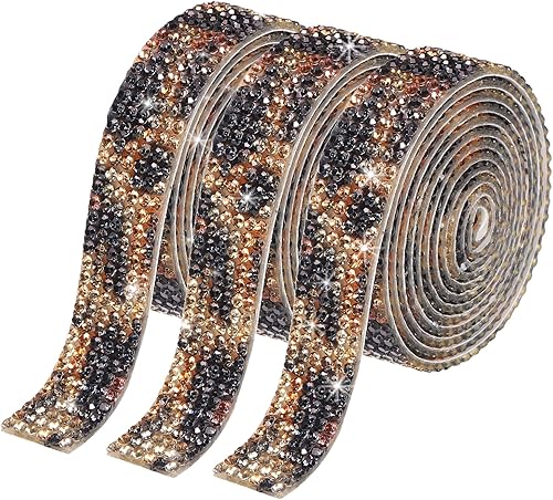 MECCANIXITY 3 rollos de cinta de diamantes de imitación autoadhesiva de 3 yardas y 0.315 in para proyectos de artes y manualidades, pasteles de