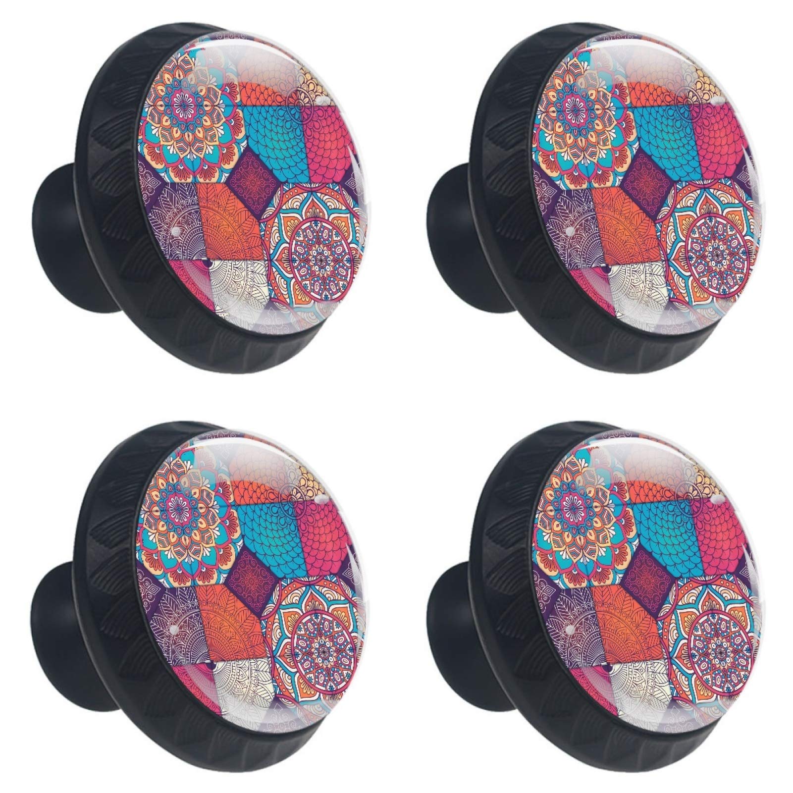 Boutons en verre mandala 30 mm lot de 4 pour réparer et embellir un meuble usé