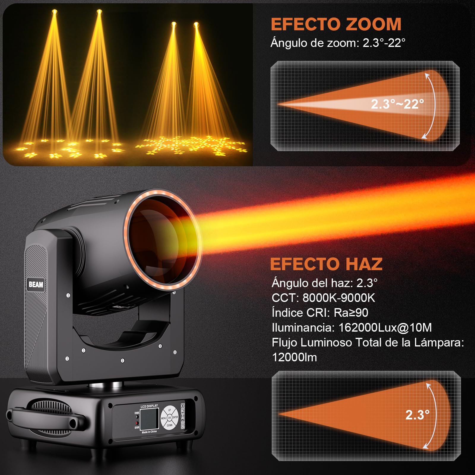 2 pezzi Teste Mobili LED 295W Beam Mini illuminazione di scena 14 Colori 14 Gobos Prisma nebulizzazione Focus Luci Palcoscenico per DJ Discoteca Natale Club Spettacolo Bar Festa