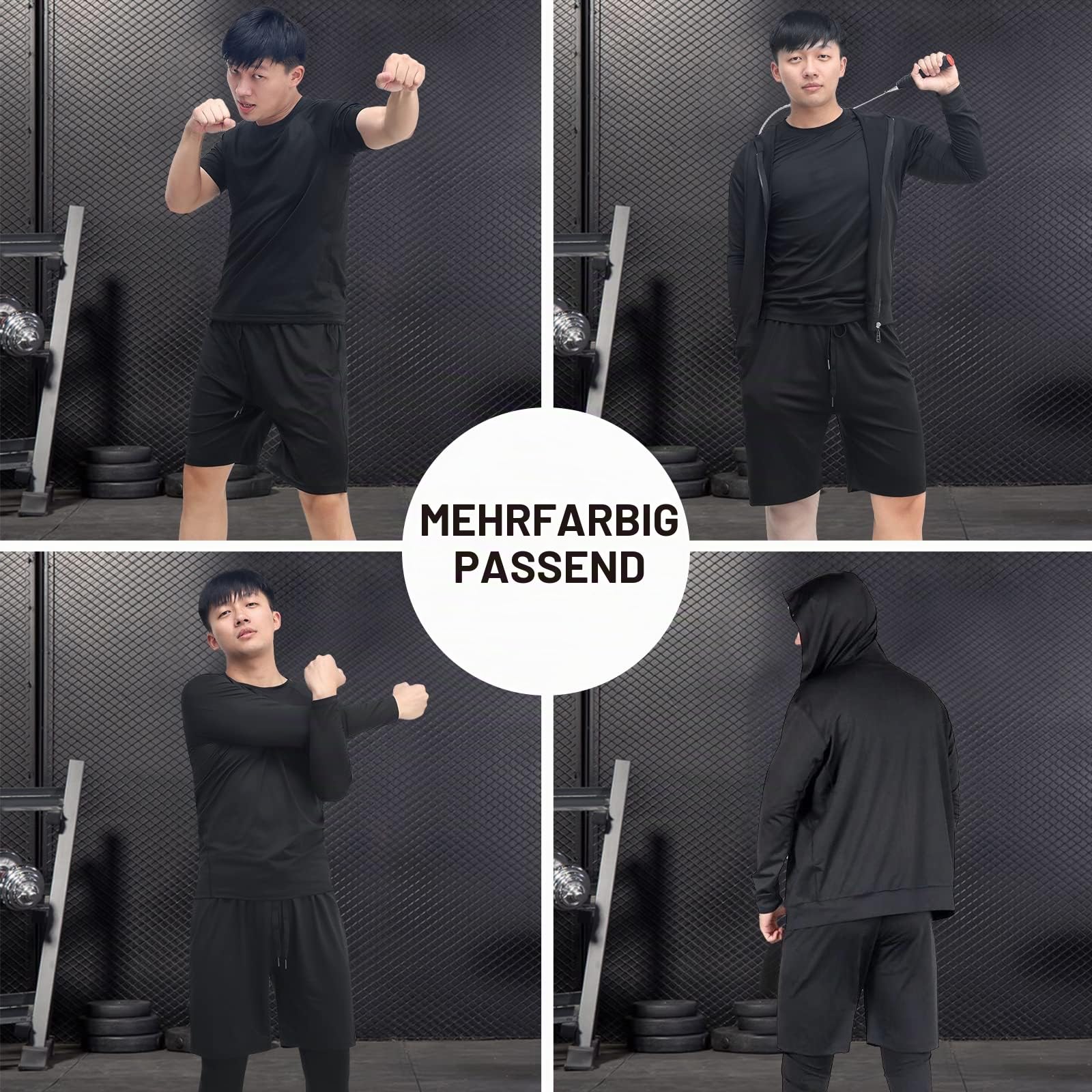 JULY'S SONG Sportbekleidung für Herren Kompression 5pcs Set Fitness Kleidung Trainingsanzug Männer Elastische Sportwear Gym Running Outfit Outdoor