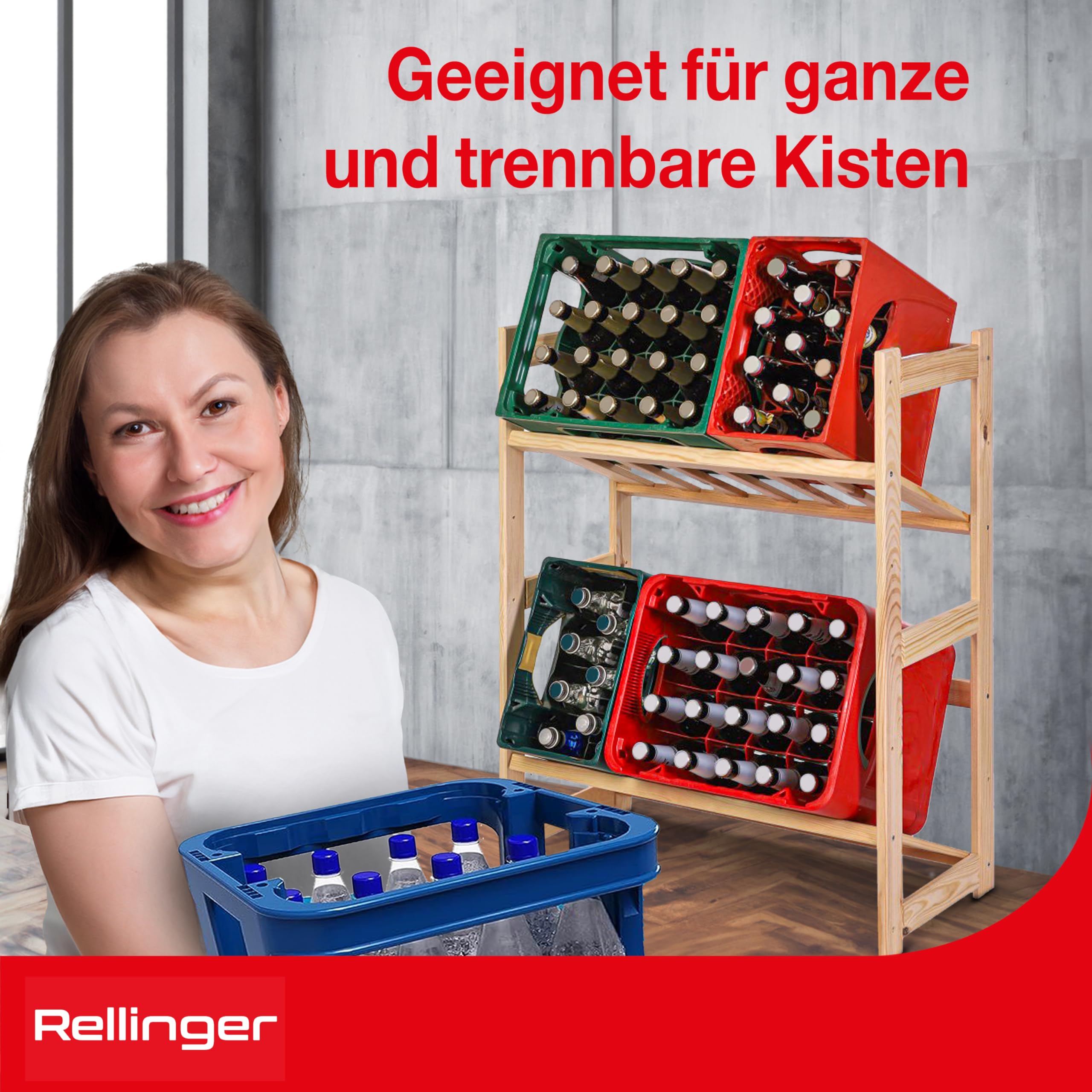 Getränkekistenregal, 2 Ebenen, Metall, max. 150kg, für Bier, Wasser, Obst, Ge