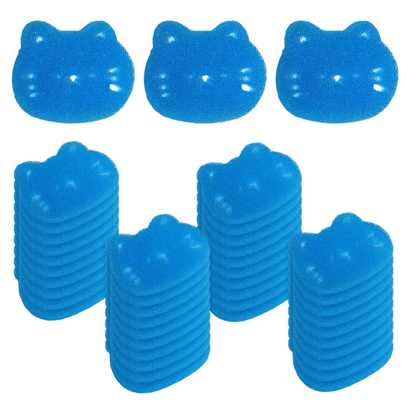 M METERXITY 20-Pack Hot Tub Scum Absorber, 9x12 Cm/3.5x4.7 Inch Sponge Kitten Pattern Scum Balls for Spa, Bathtub and Swimming Pool to Soak Up Oils Bathtub Accessories [Blue]
