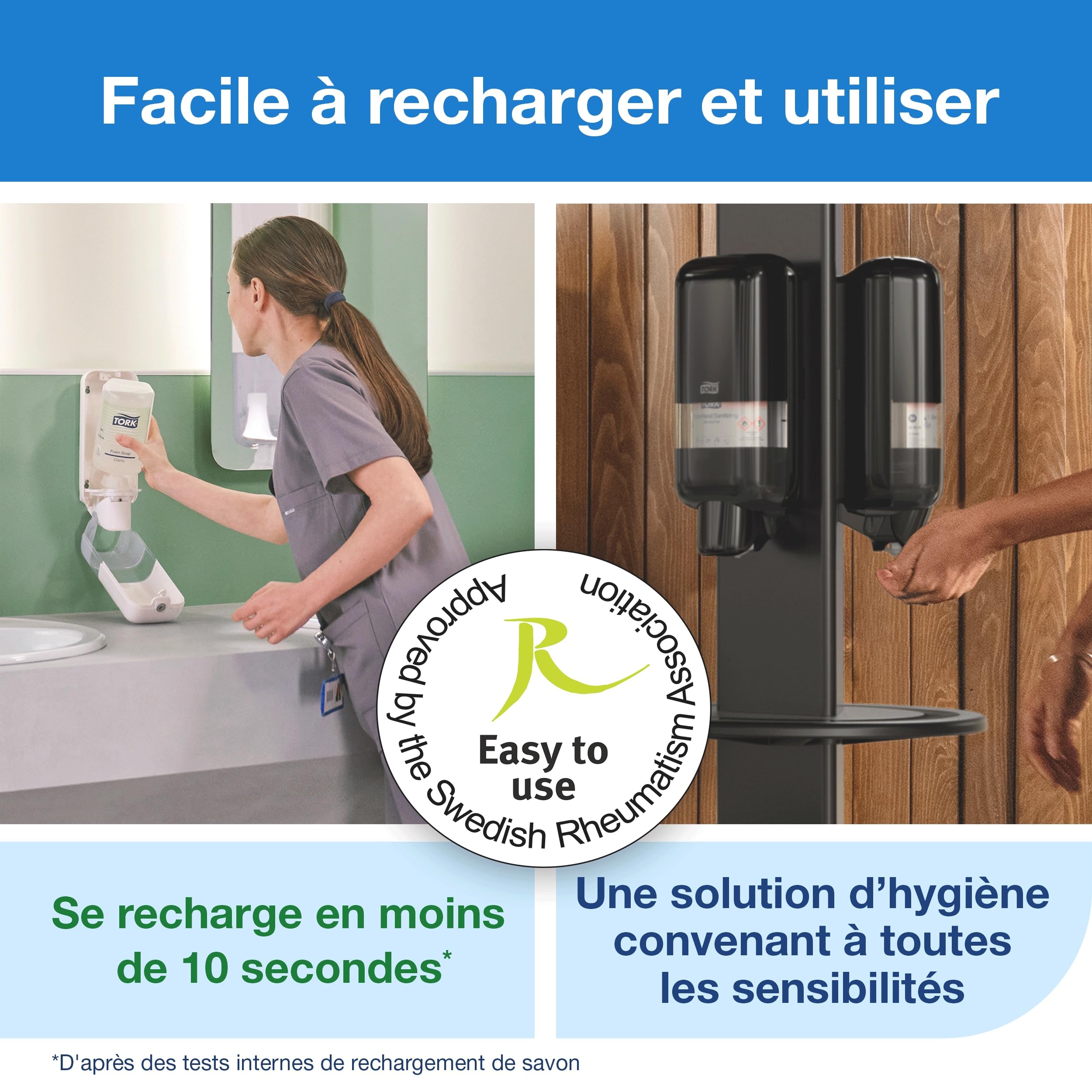 Tork Savon mousse antimicrobien pour les mains S4, qualité Premium, sans parfum, 6 x 1000 ml, 520800