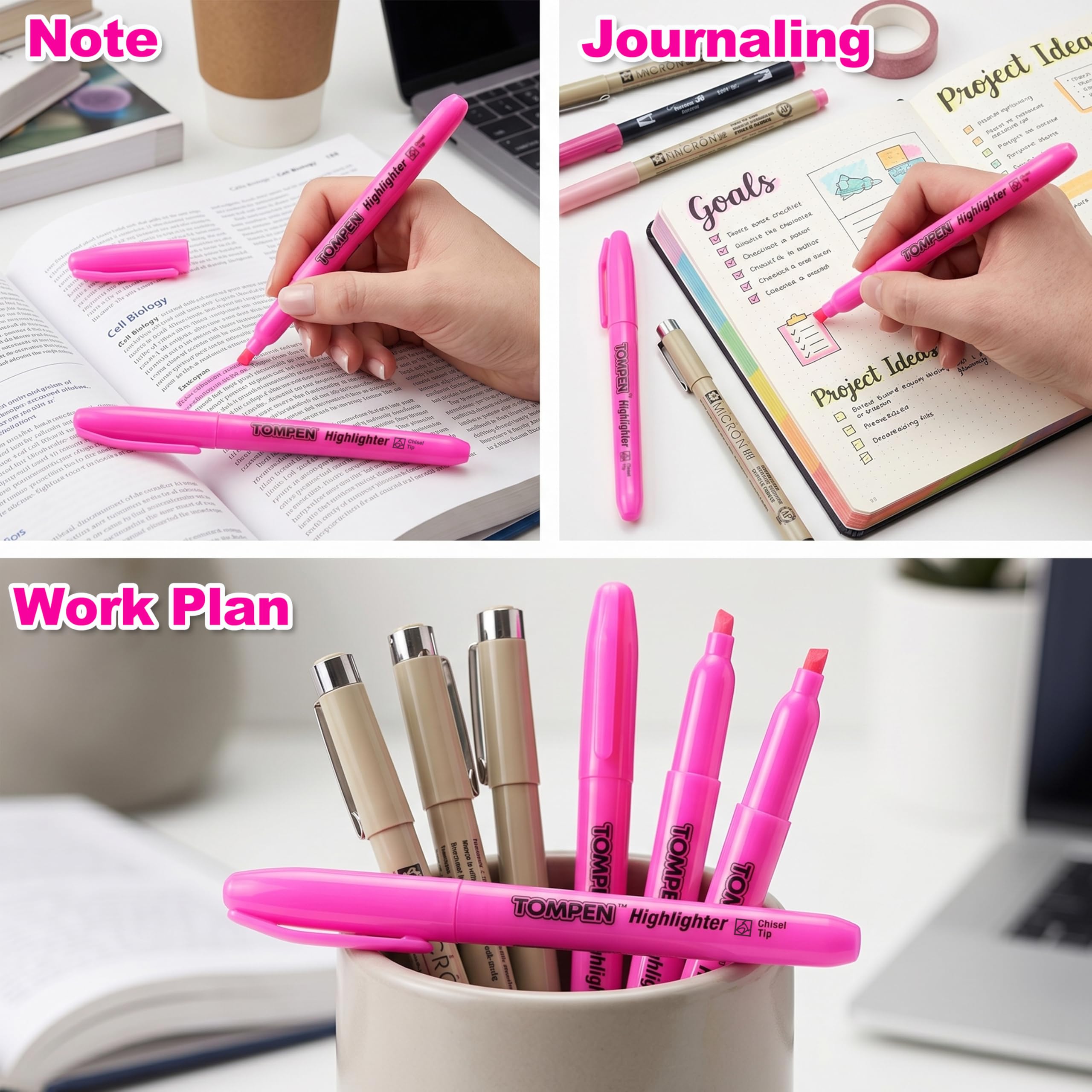 Textmarker, Bibel-Textmarker, kein Ausbluten, Keilspitze, Textmarker-Set für Schule, Büro, Studium, Journaling, schmierfrei, schnell trocknend, fluoreszierende Stifte für Lehrer, Studenten