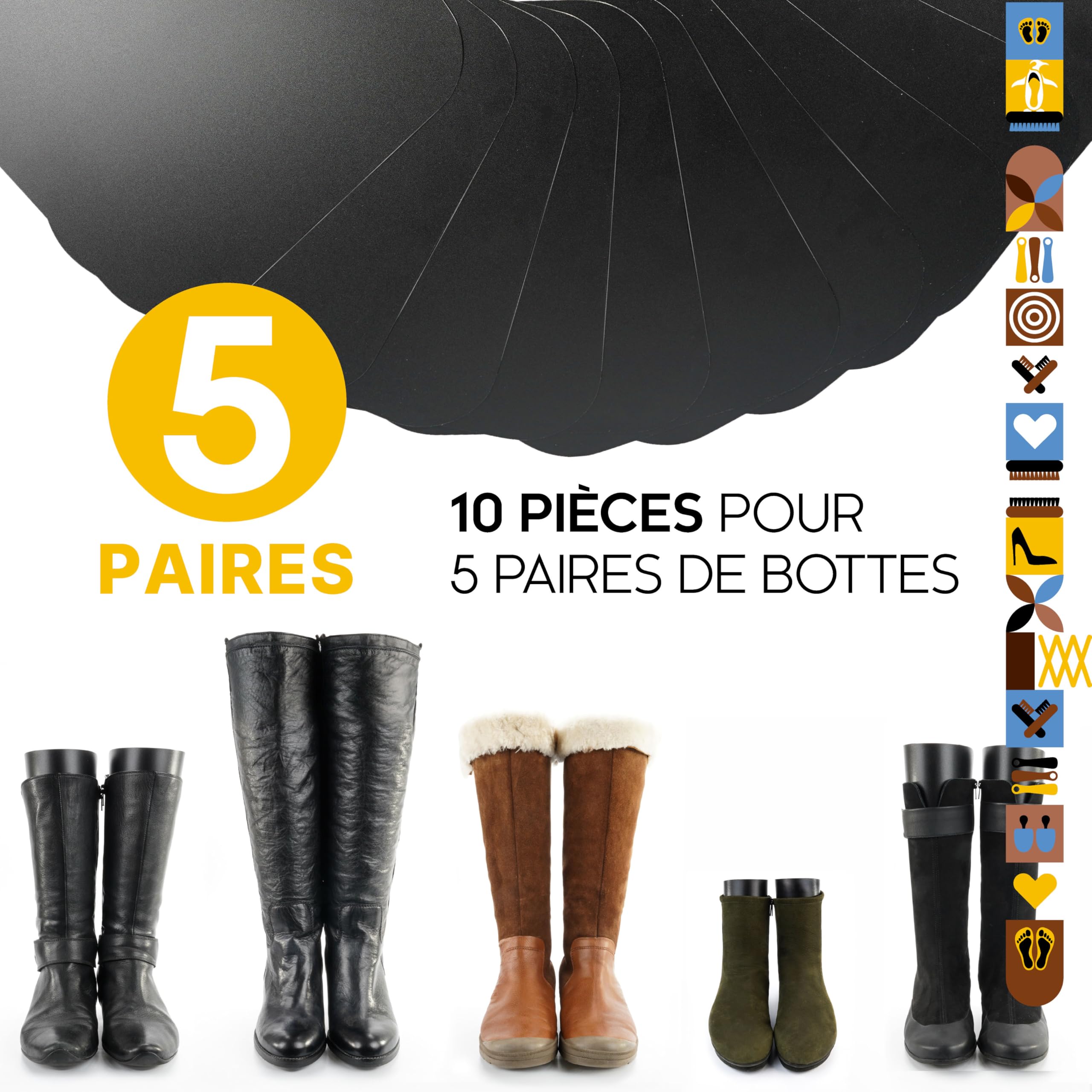biped Tendeurs à bottes, lot de 5 paires - Tendeurs à enrouler - Pour ranger les bottes - Pour bottes, cuissardes et bottes d'équitation z1180