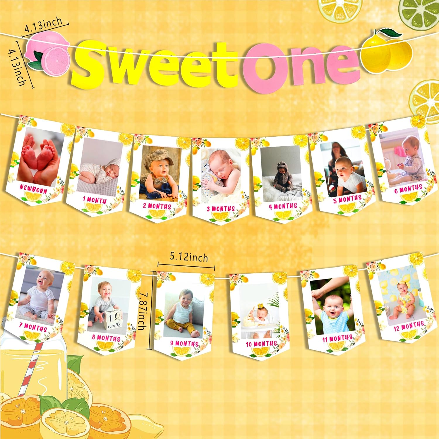 LaVenty Lemon Sweet One First Birthday Decoration Summer Fruit 1st Birthday Banner - Image 2