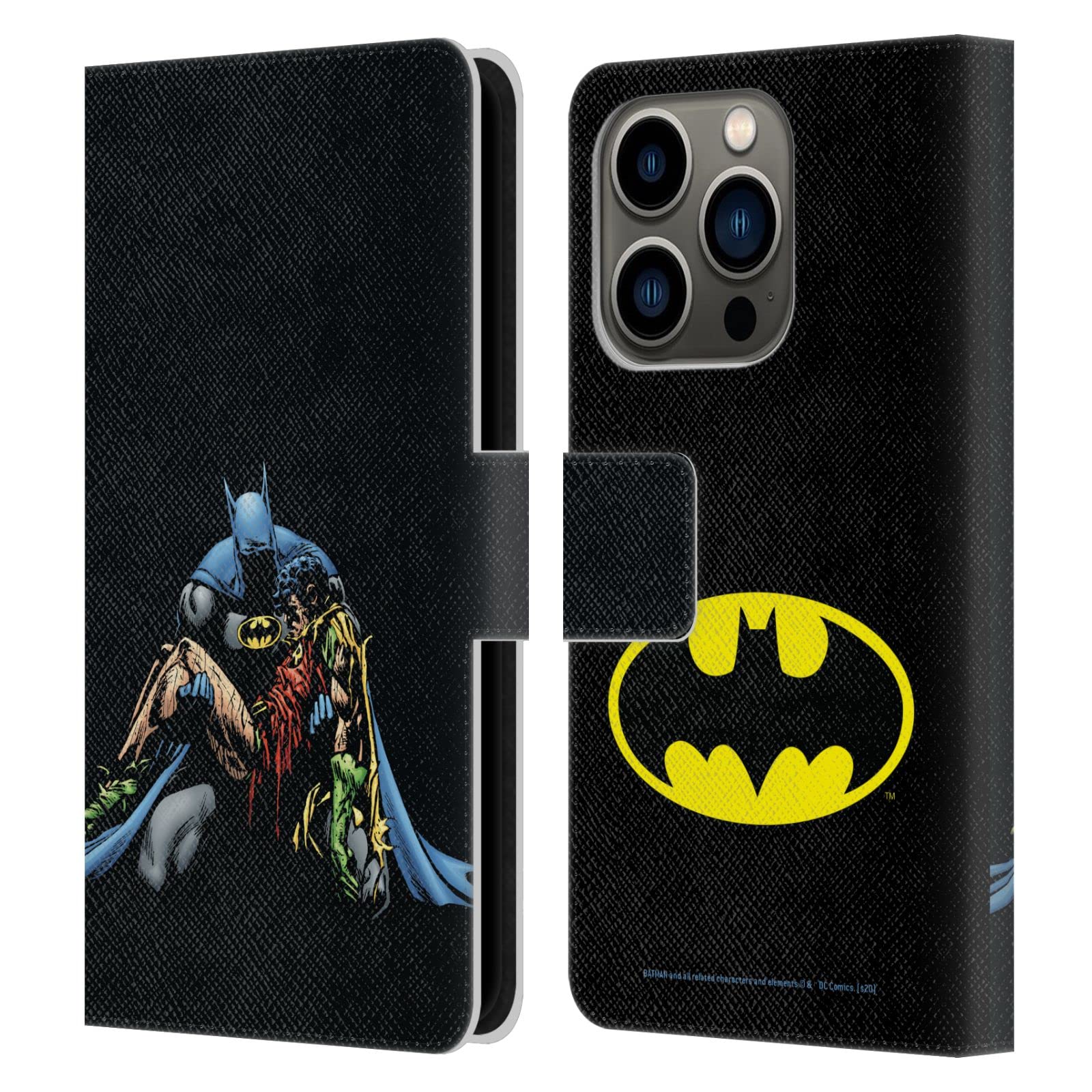 Head Case Designs Officially Licensed Batman DC Comics Death in The Family Famous Comic Book Covers Leather Wallet Case Compatible with Apple iPhone 14 Pro