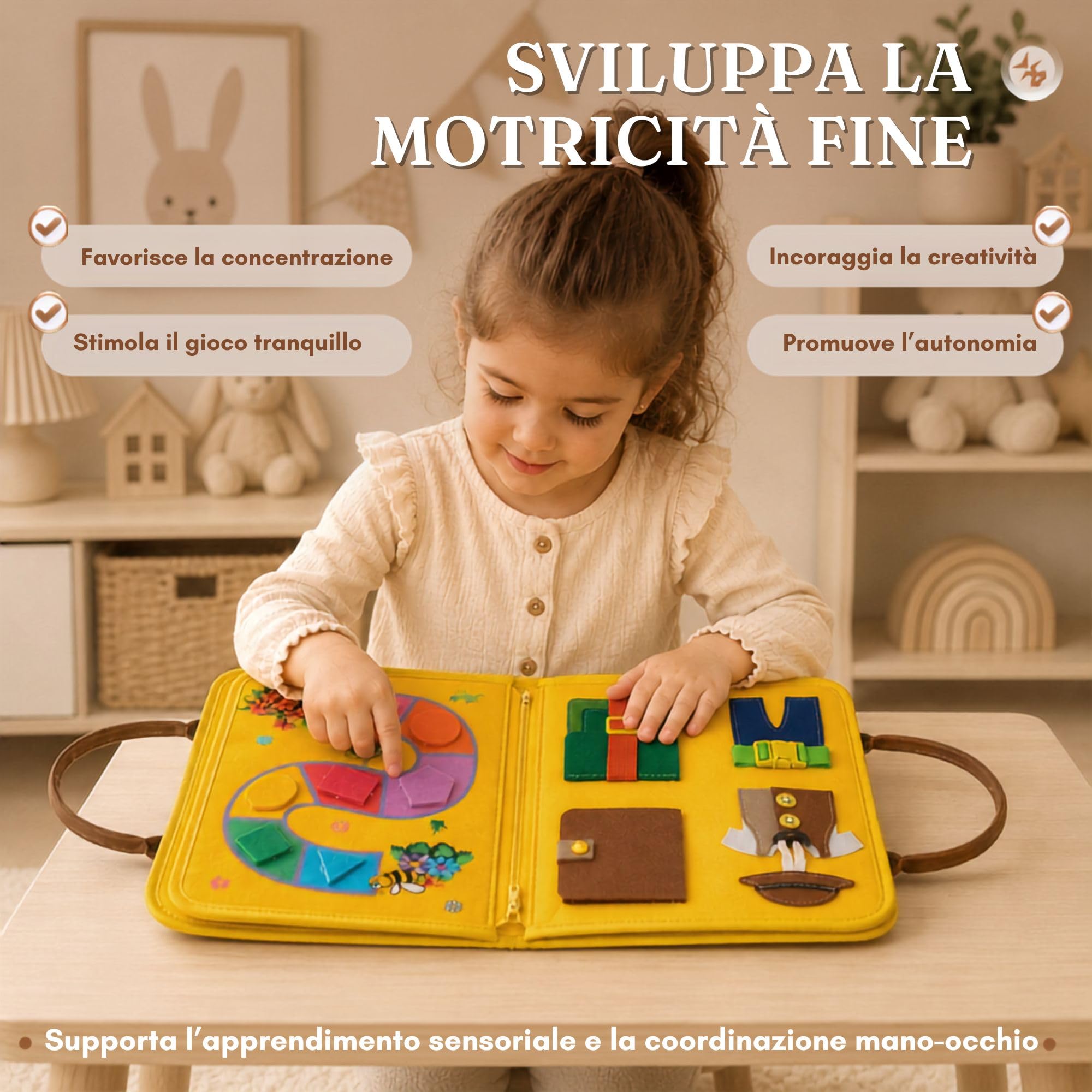 Busy Board Montessori. Panelli Sensoriali per la Motricità fine con Lavagna per Bambino di 2 3 4 5 Anni L'Apprendimento Abilità di Vita Giocattolo Educativo da Viaggioni Regalo di Compleanno